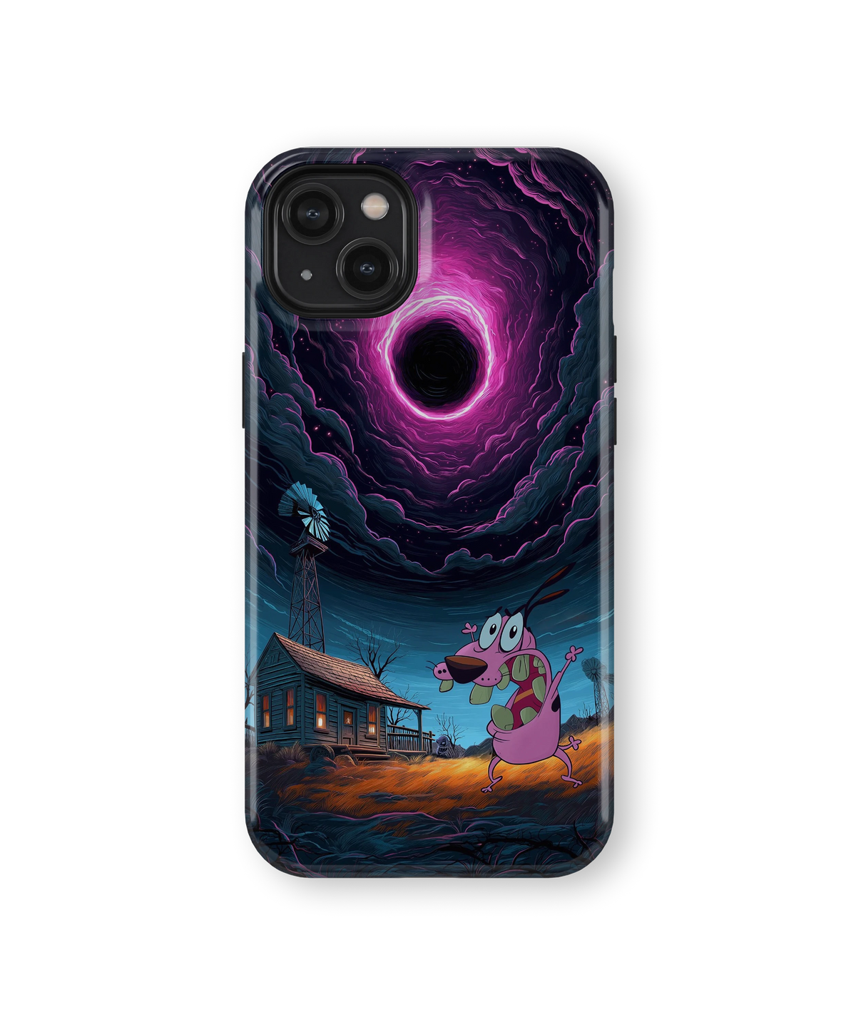 Coque iPhone Courage – Design Vortex Rose | Courage le chien froussard