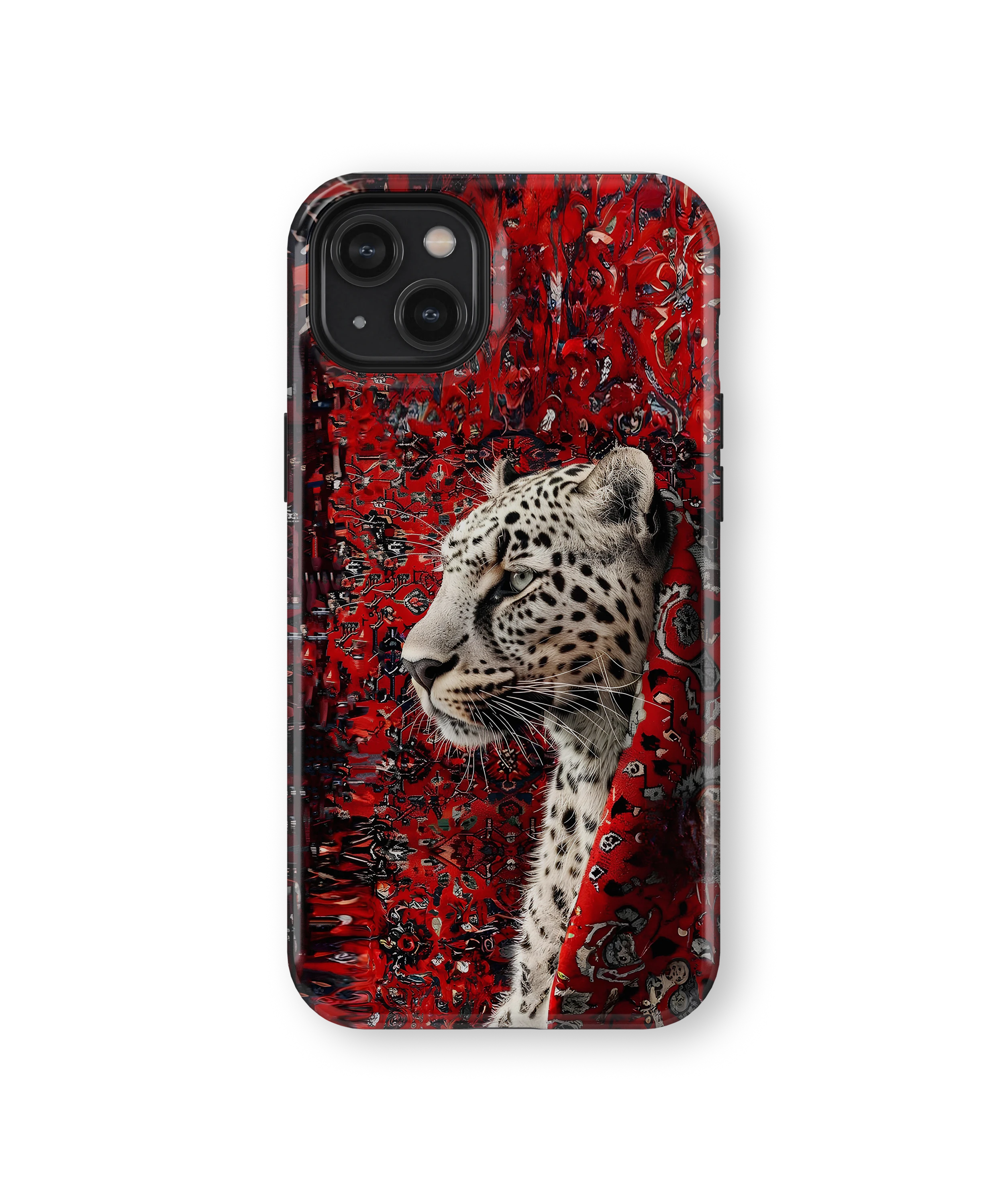 Coque iPhone Léopard Blanc & Rouge Sauvage