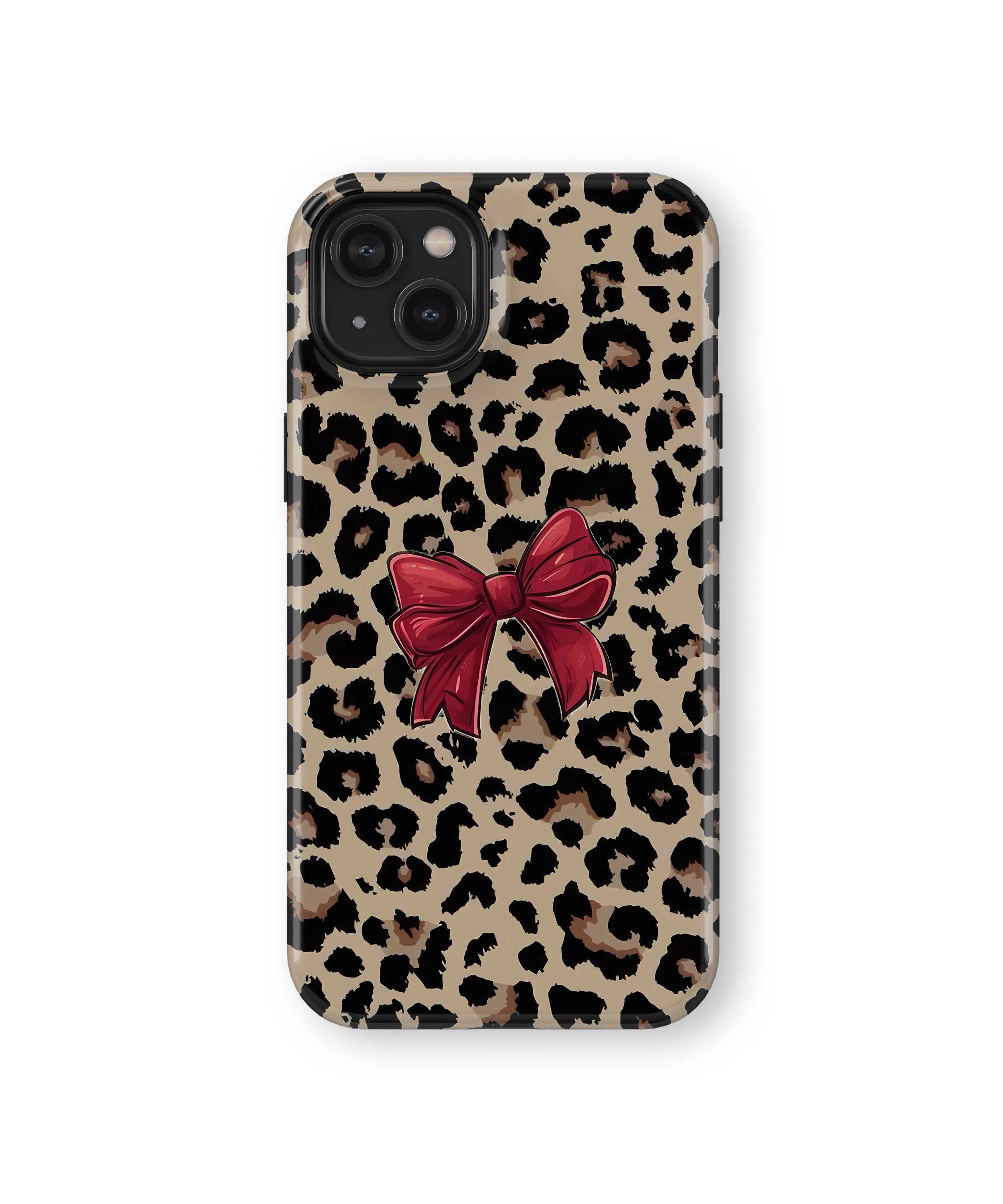 Coque iPhone – Léopard Chic avec Nœud Rouge