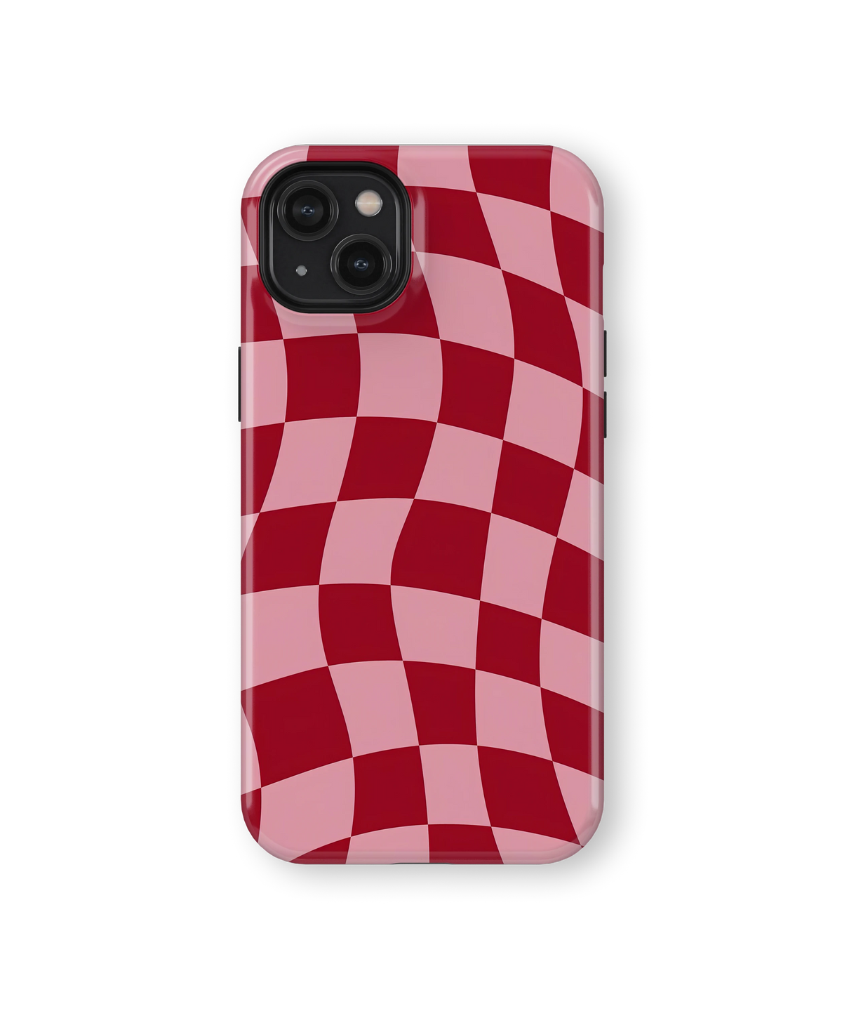 Coque iPhone – Design Damier Rouge & Rose