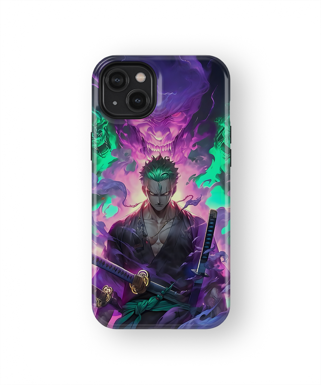 Coque iPhone Roronoa Zoro – Aura Démon Style Neon