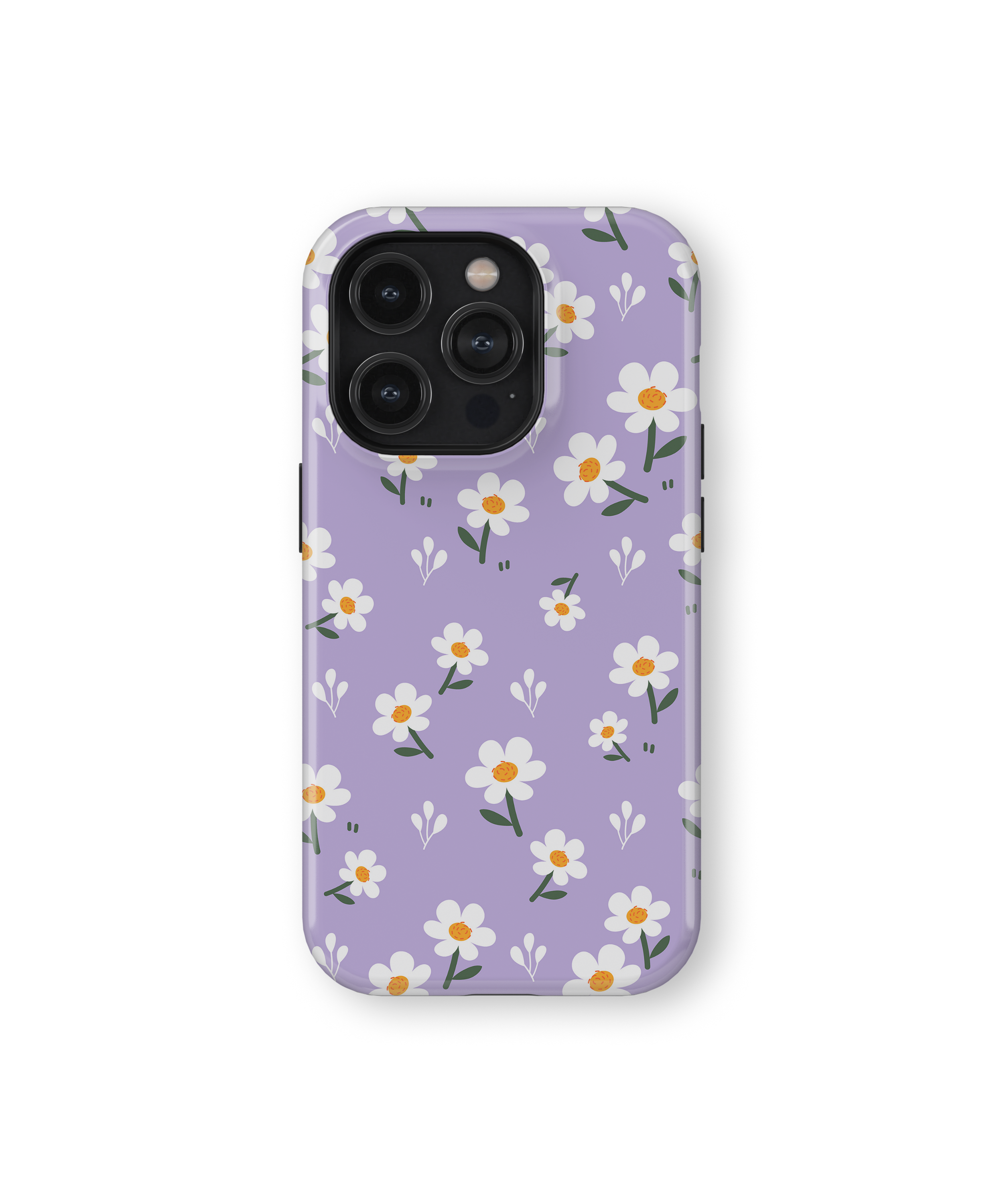 Coque iPhone – Design Marguerites sur Fond Violet