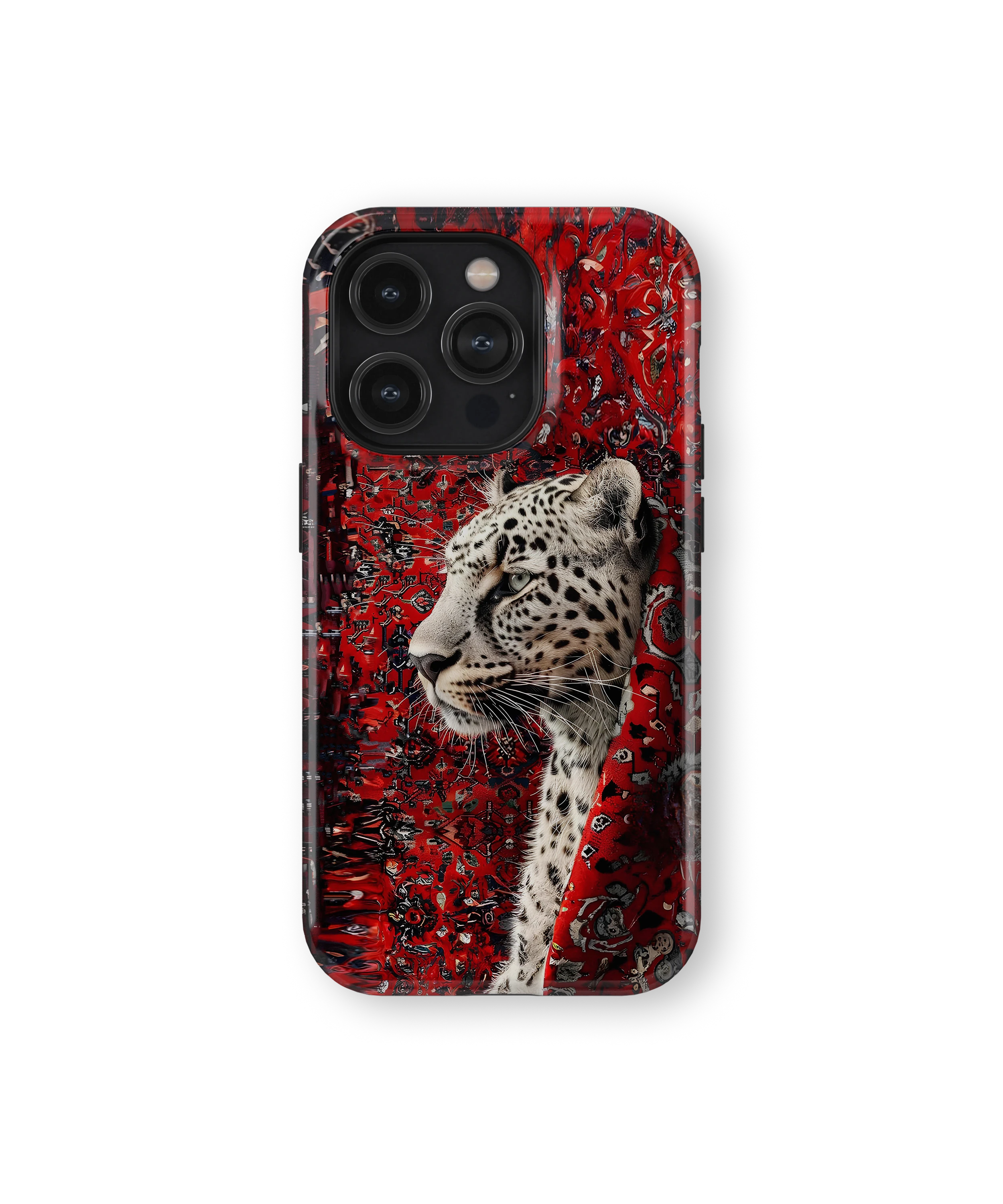 Coque iPhone Léopard Blanc & Rouge Sauvage