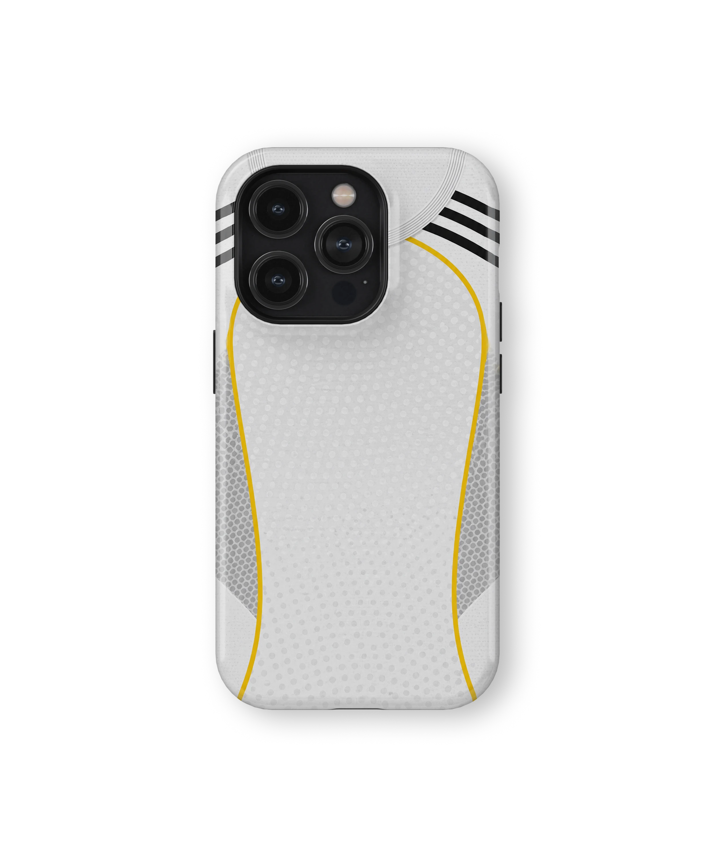 Coque iPhone – Style Maillot Real Madrid (Blanc & Or)