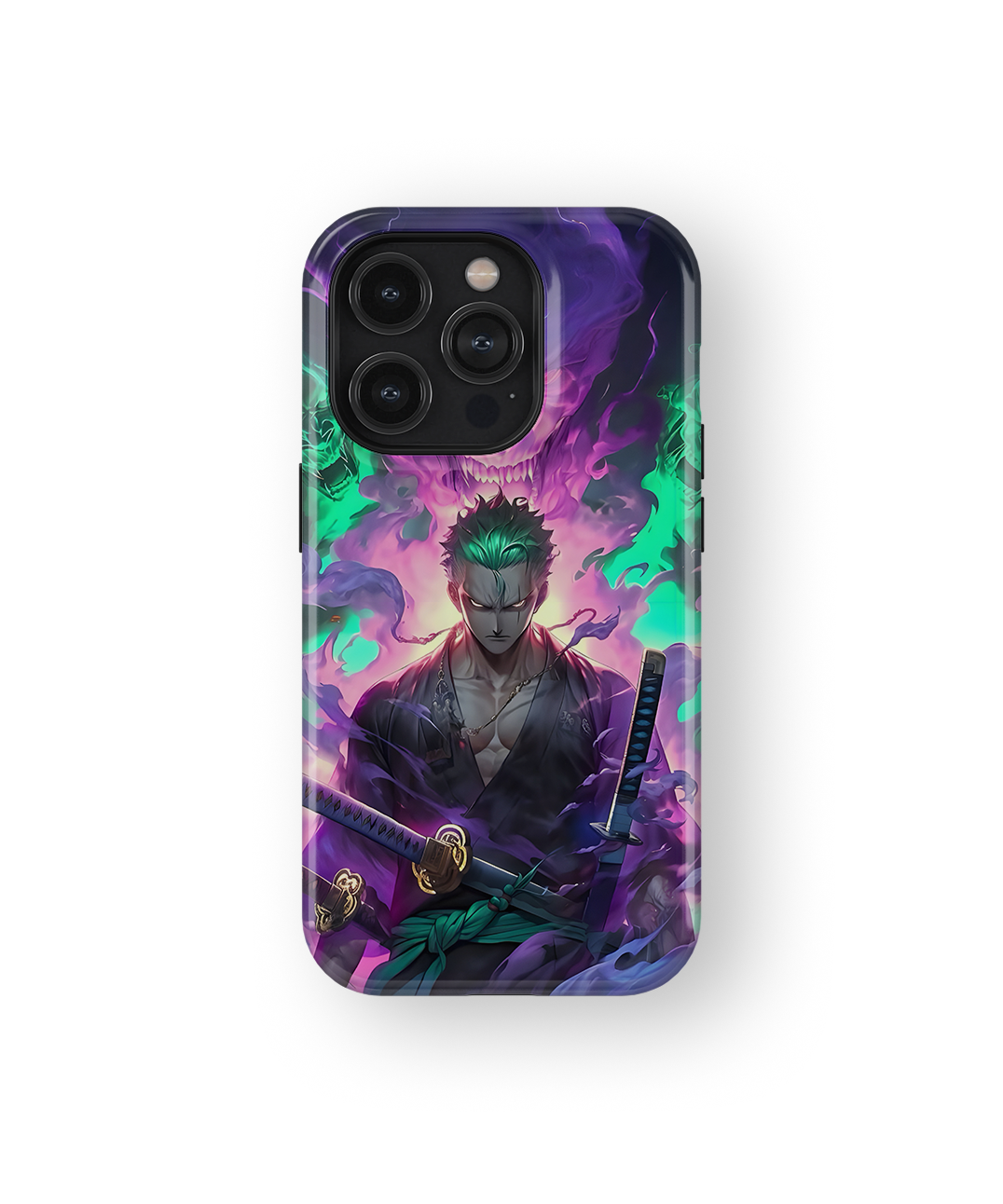 Coque iPhone Roronoa Zoro – Aura Démon Style Neon