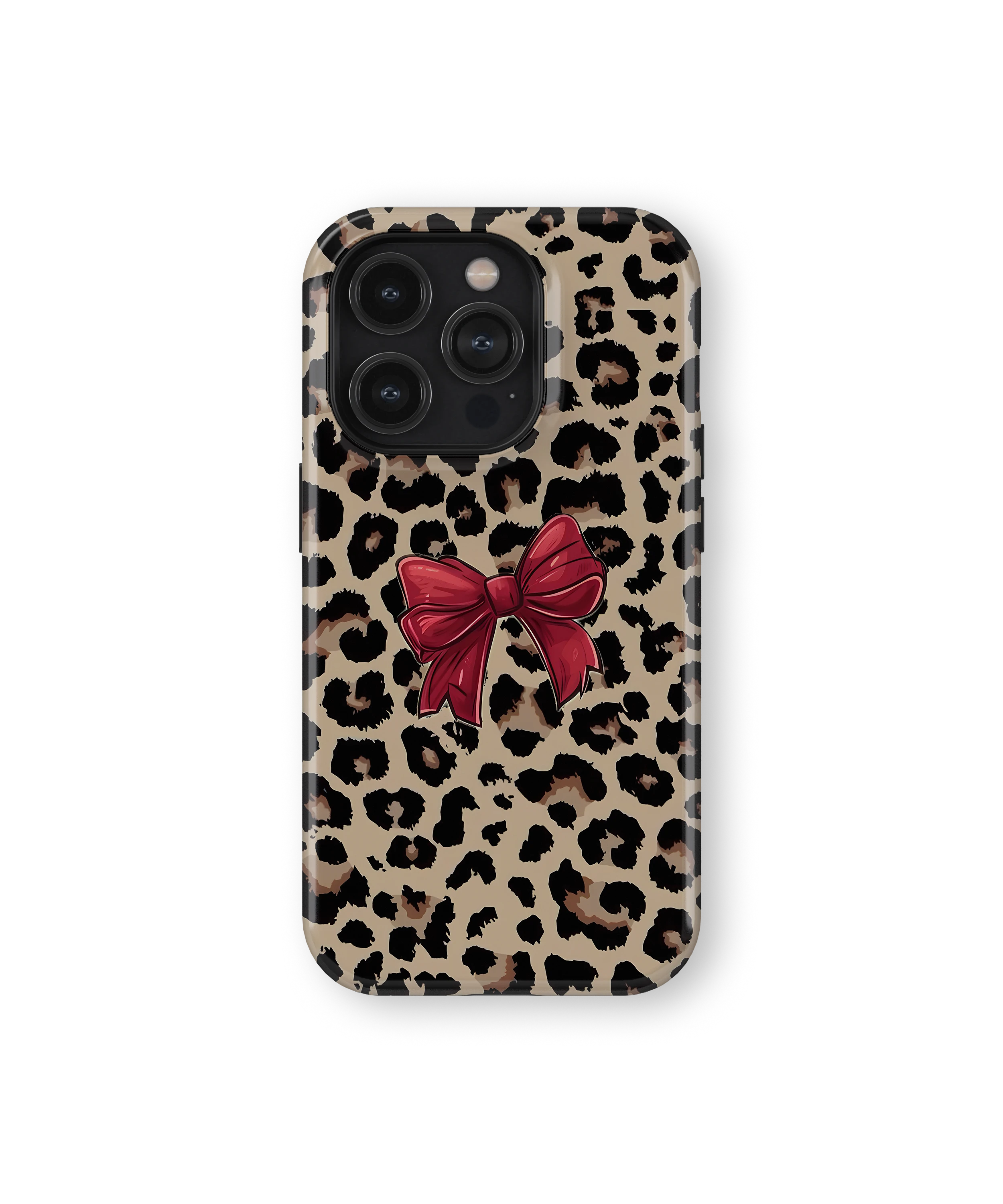 Coque iPhone – Léopard Chic avec Nœud Rouge