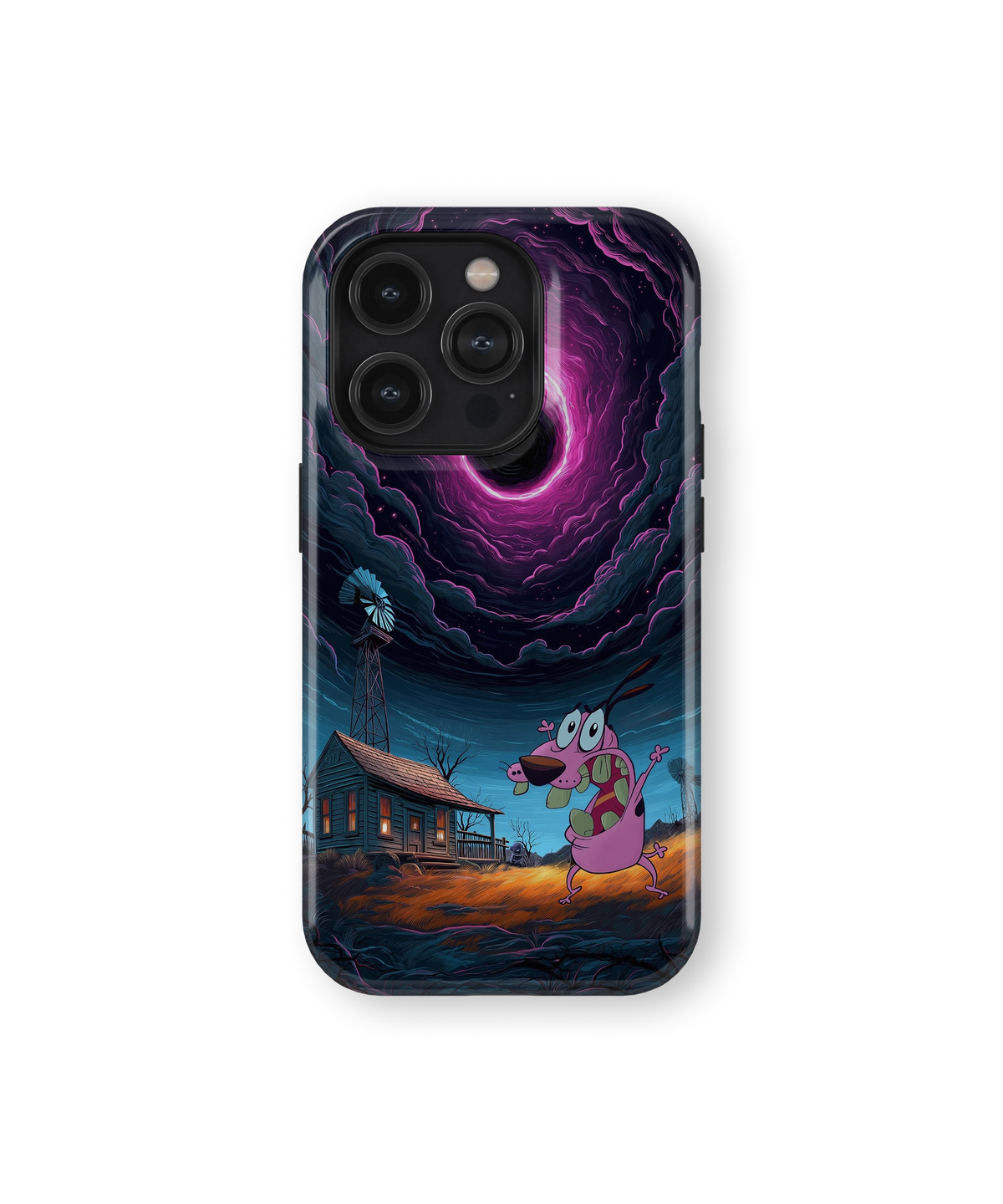 Coque iPhone Courage – Design Vortex Rose | Courage le chien froussard