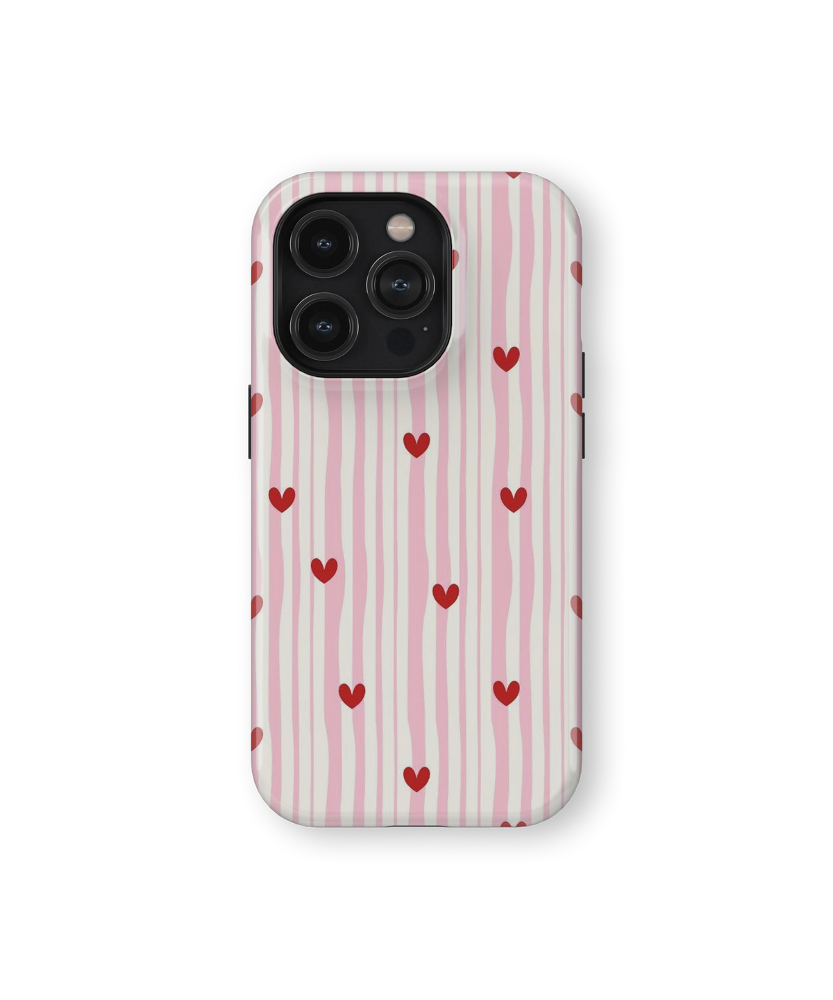 Coque iPhone – Design Rayures Cœurs Pastel