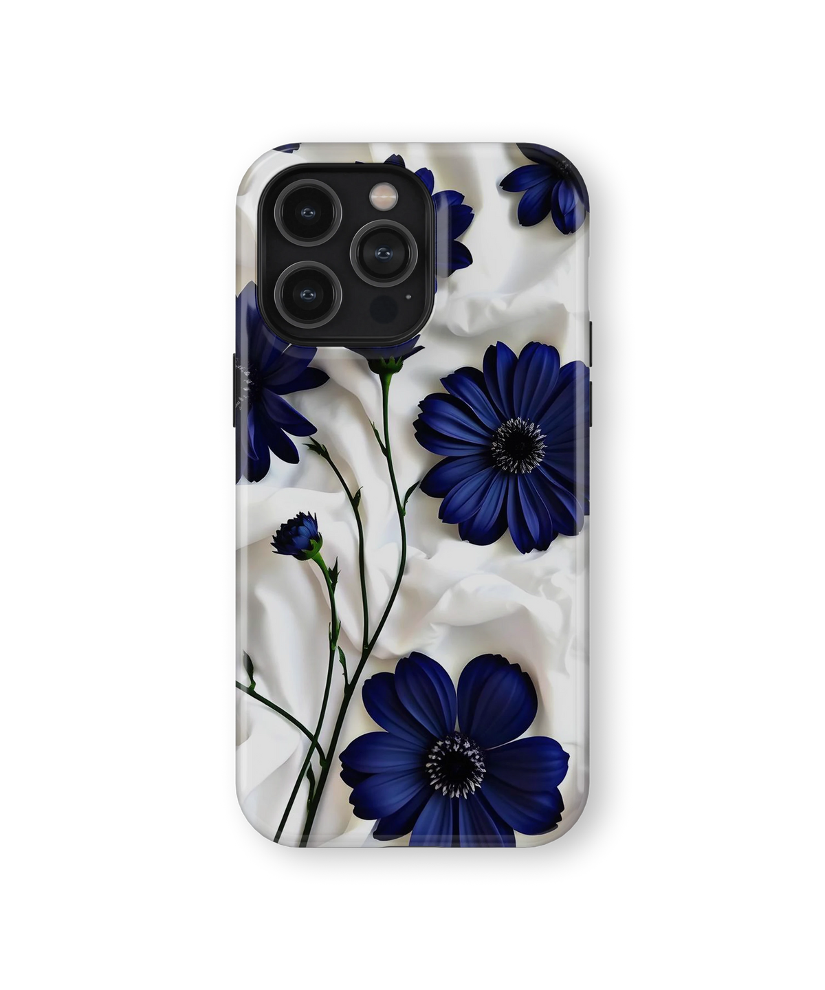 Coque iPhone – Design Fleurs Bleu Nuit