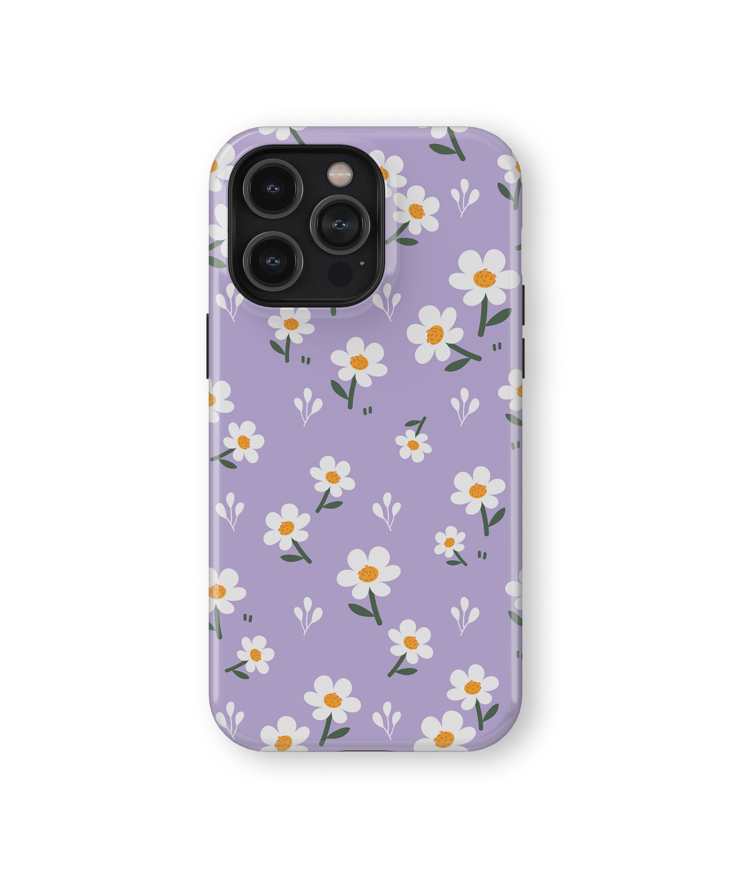 Coque iPhone – Design Marguerites sur Fond Violet