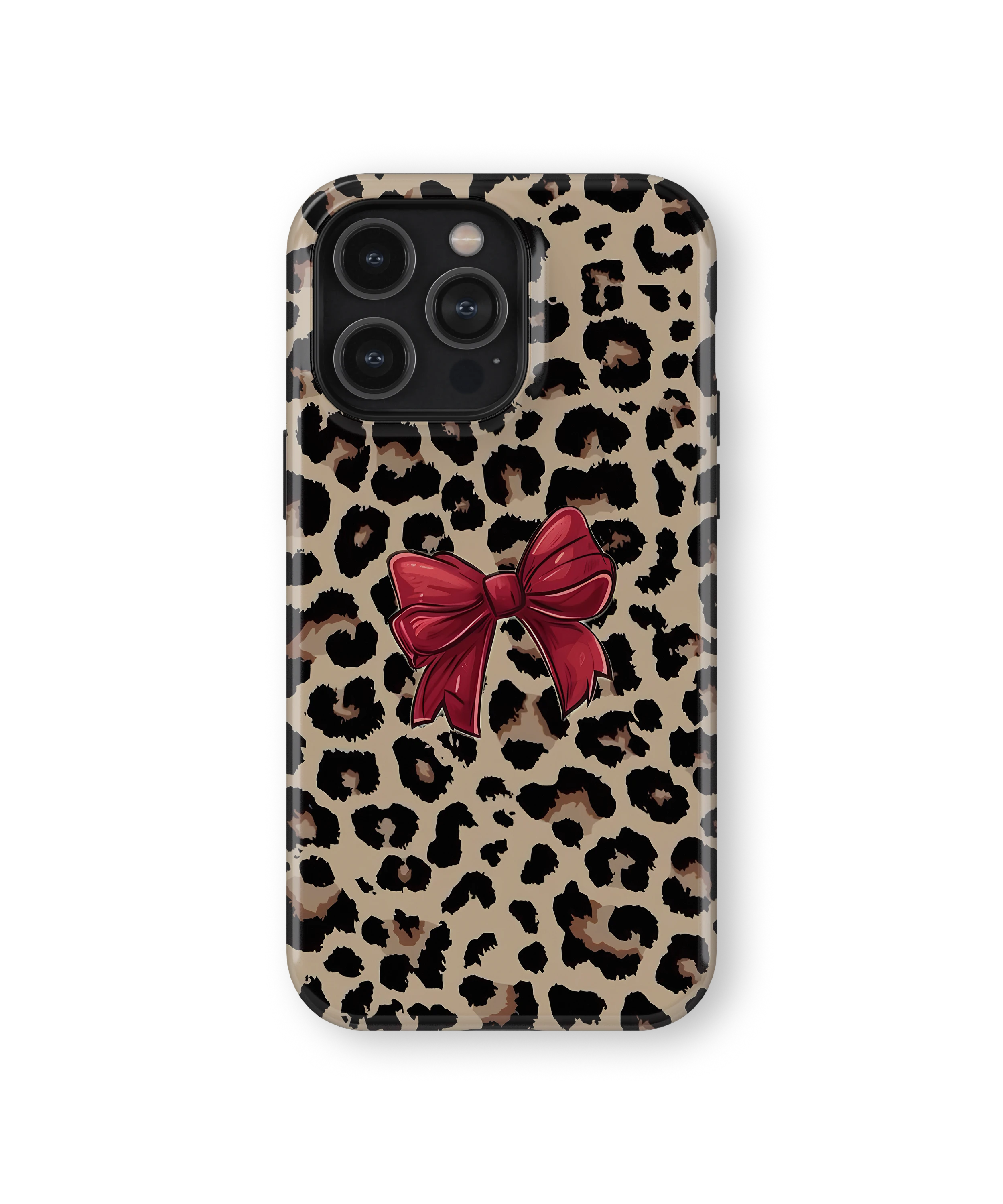 Coque iPhone – Léopard Chic avec Nœud Rouge