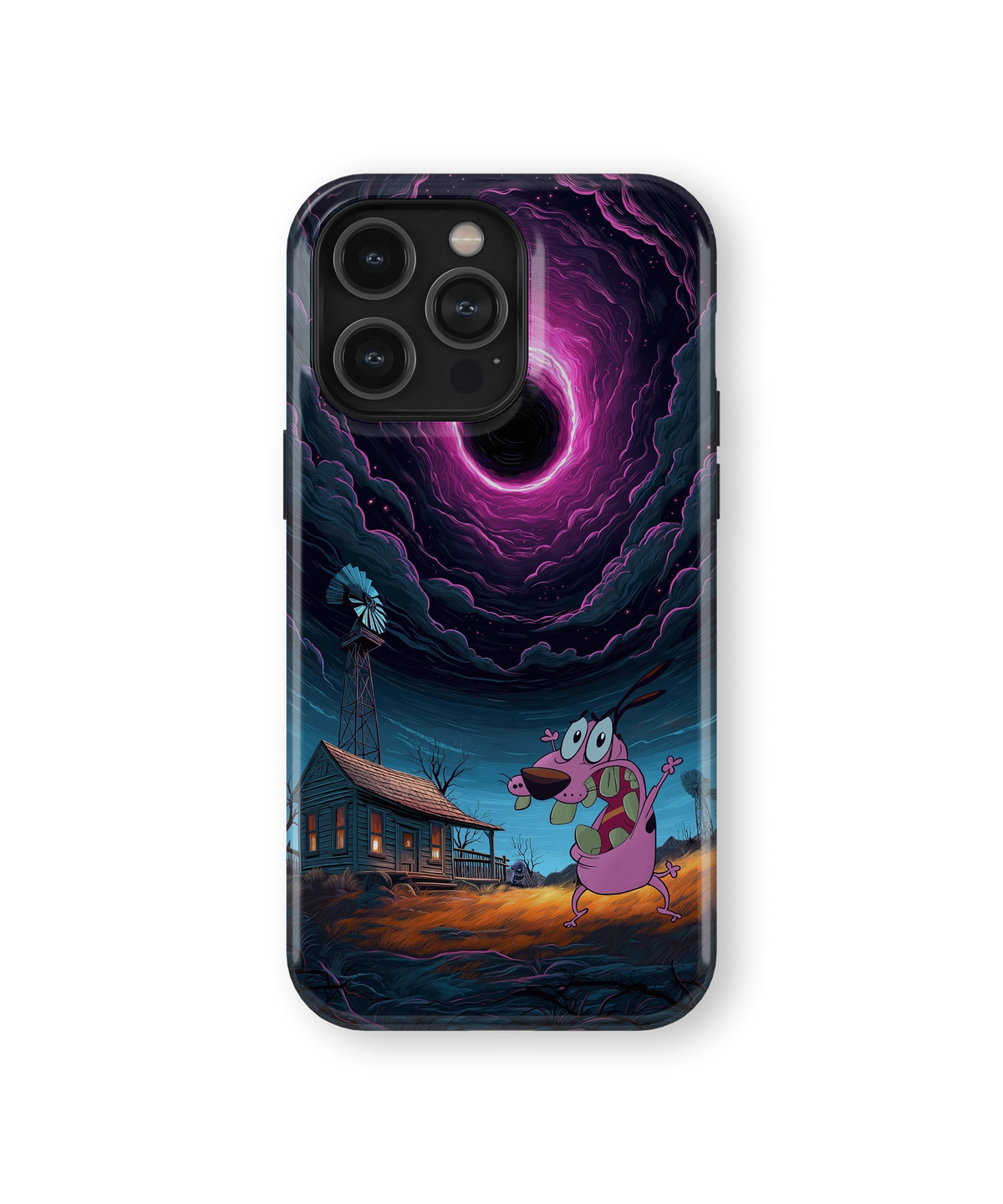 Coque iPhone Courage – Design Vortex Rose | Courage le chien froussard