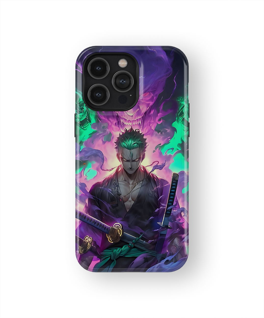 Coque iPhone Roronoa Zoro – Aura Démon Style Neon