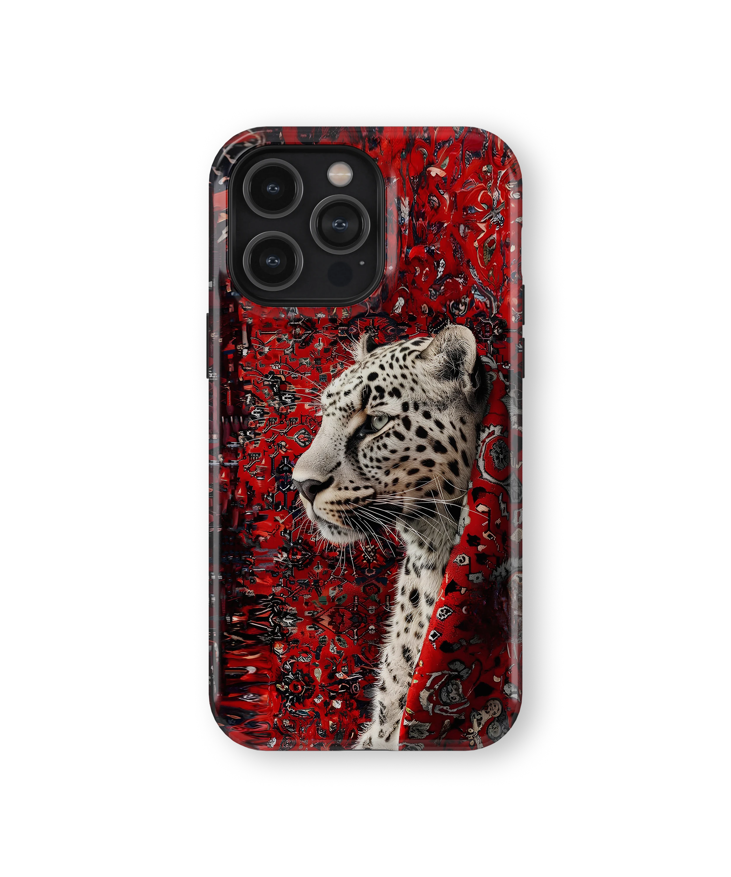 Coque iPhone Léopard Blanc & Rouge Sauvage