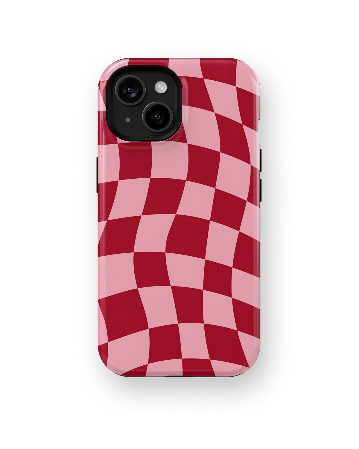 Coque iPhone – Design Damier Rouge & Rose