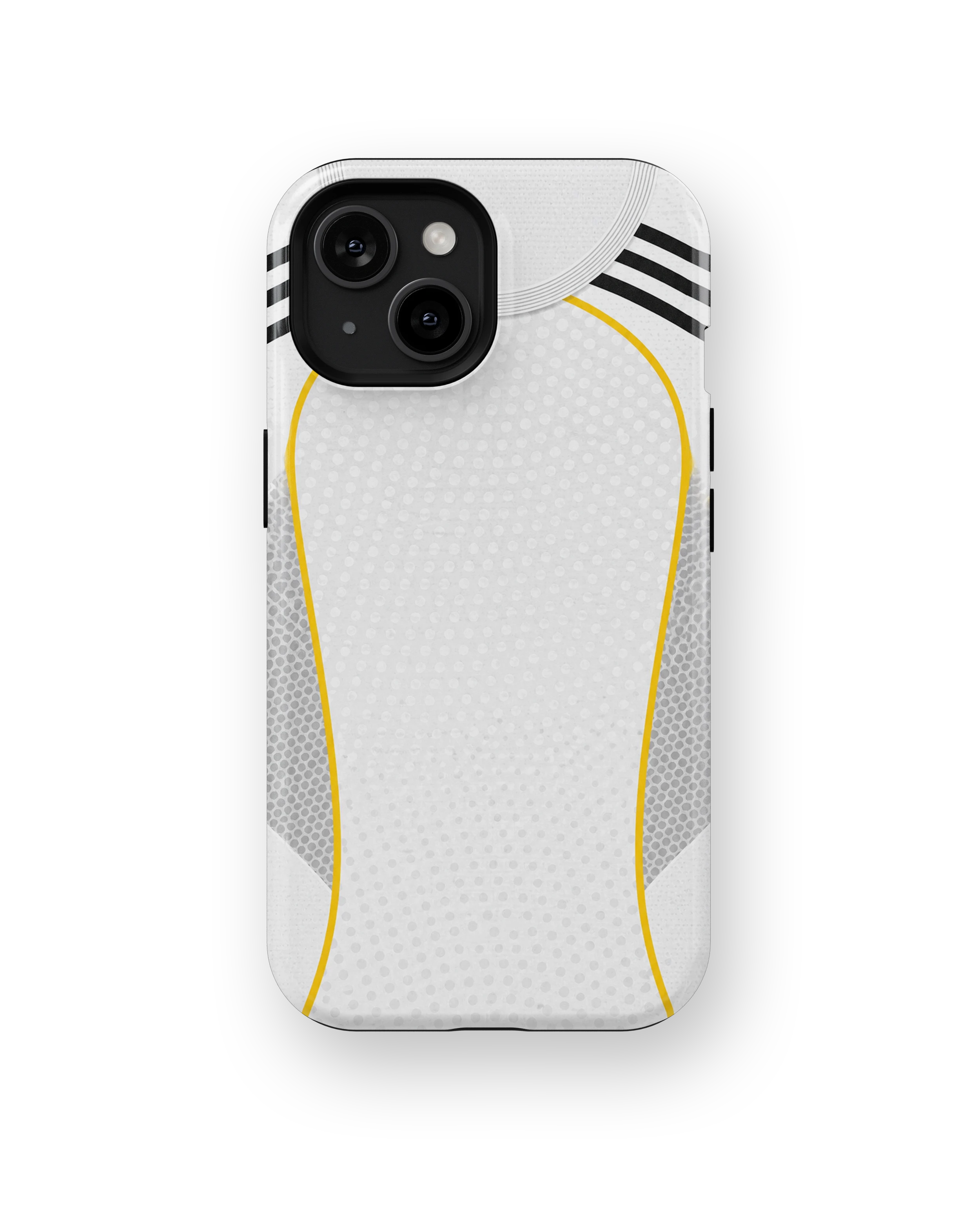 Coque iPhone – Style Maillot Real Madrid (Blanc & Or)