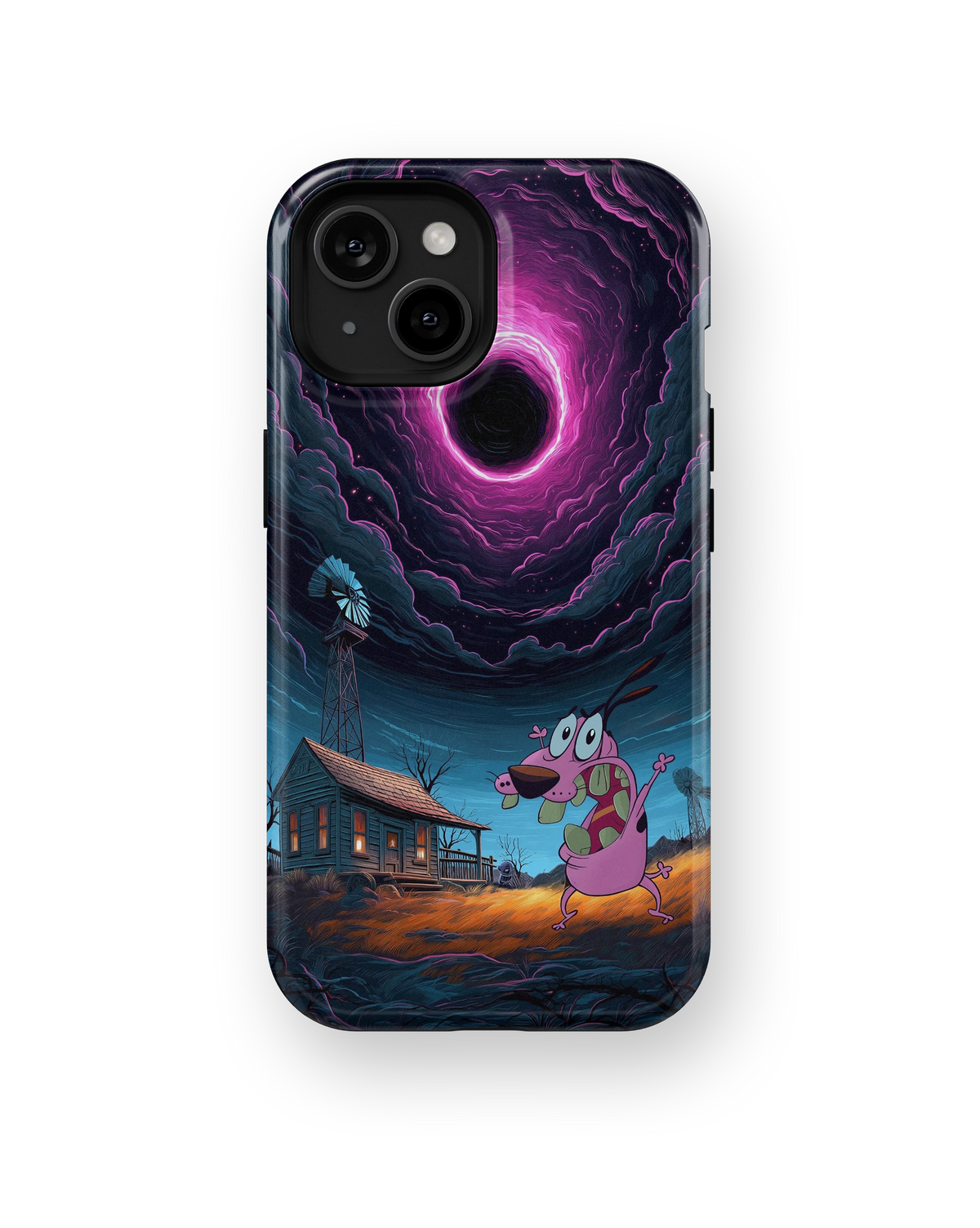 Coque iPhone Courage – Design Vortex Rose | Courage le chien froussard