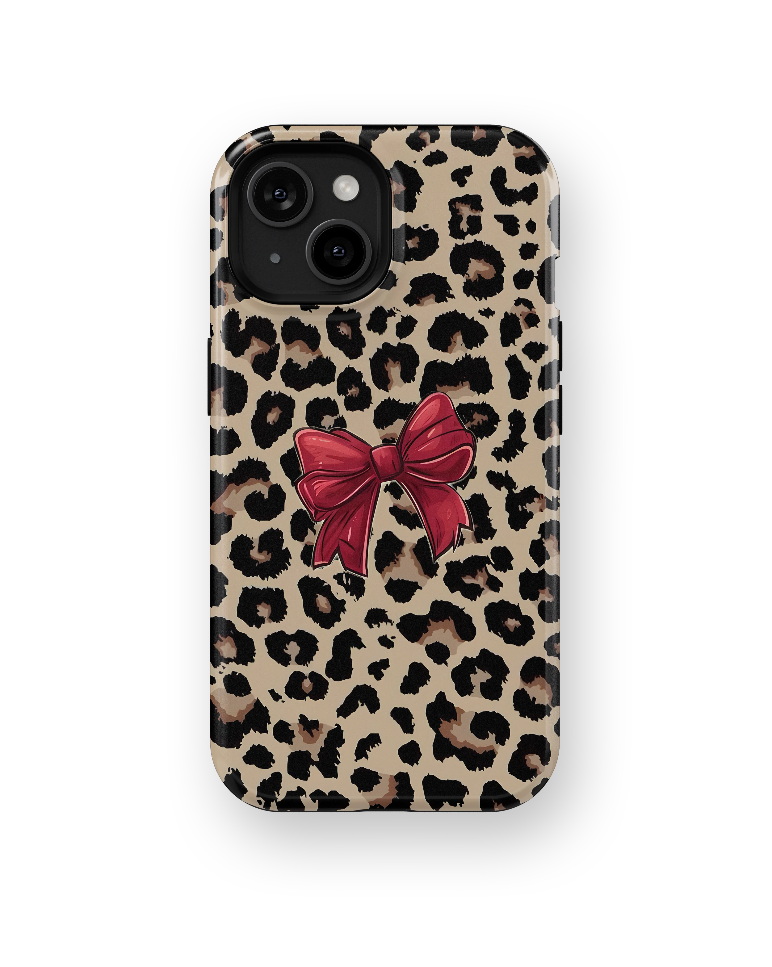 Coque iPhone – Léopard Chic avec Nœud Rouge