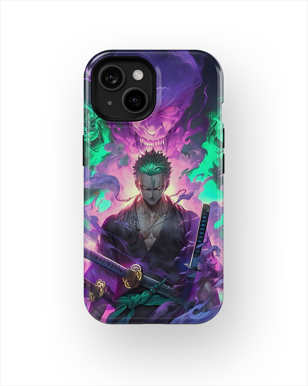 Coque iPhone Roronoa Zoro – Aura Démon Style Neon