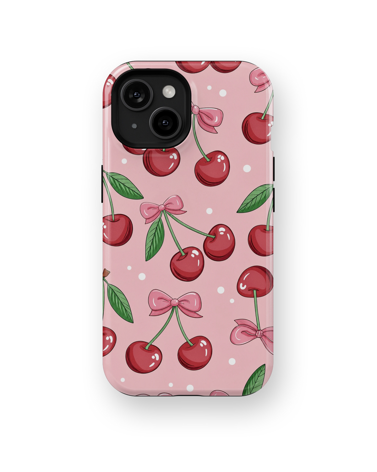 Coque iPhone – Design Cerises & Nœuds