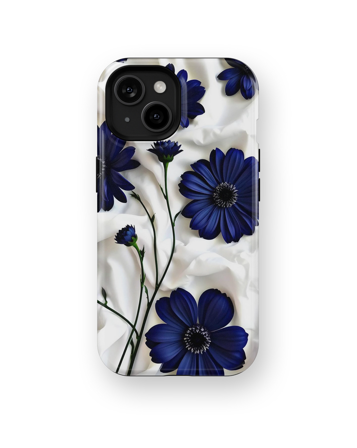 Coque iPhone – Design Fleurs Bleu Nuit