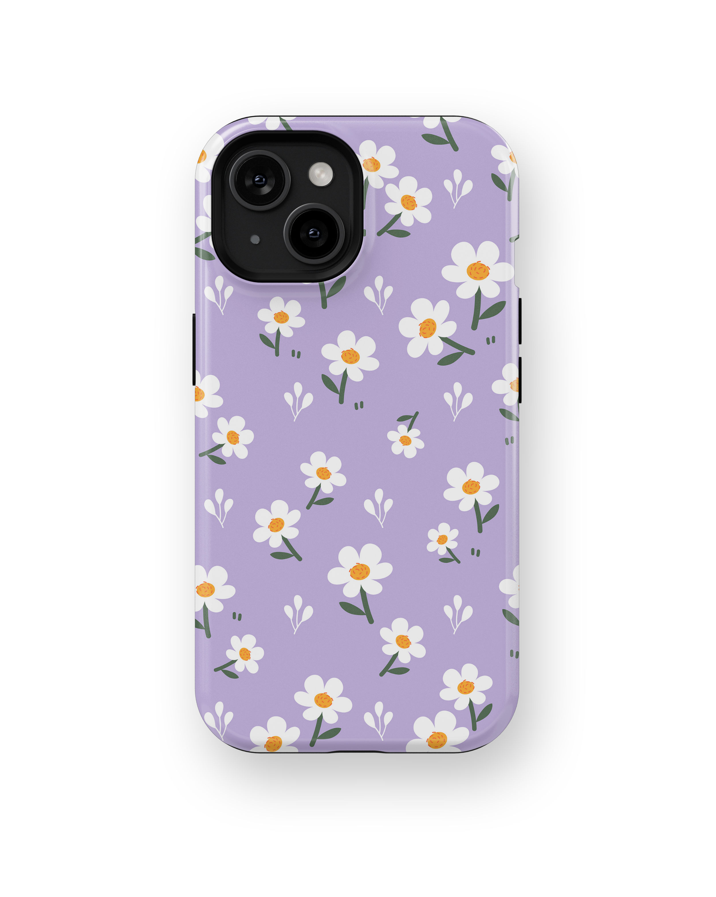 Coque iPhone – Design Marguerites sur Fond Violet