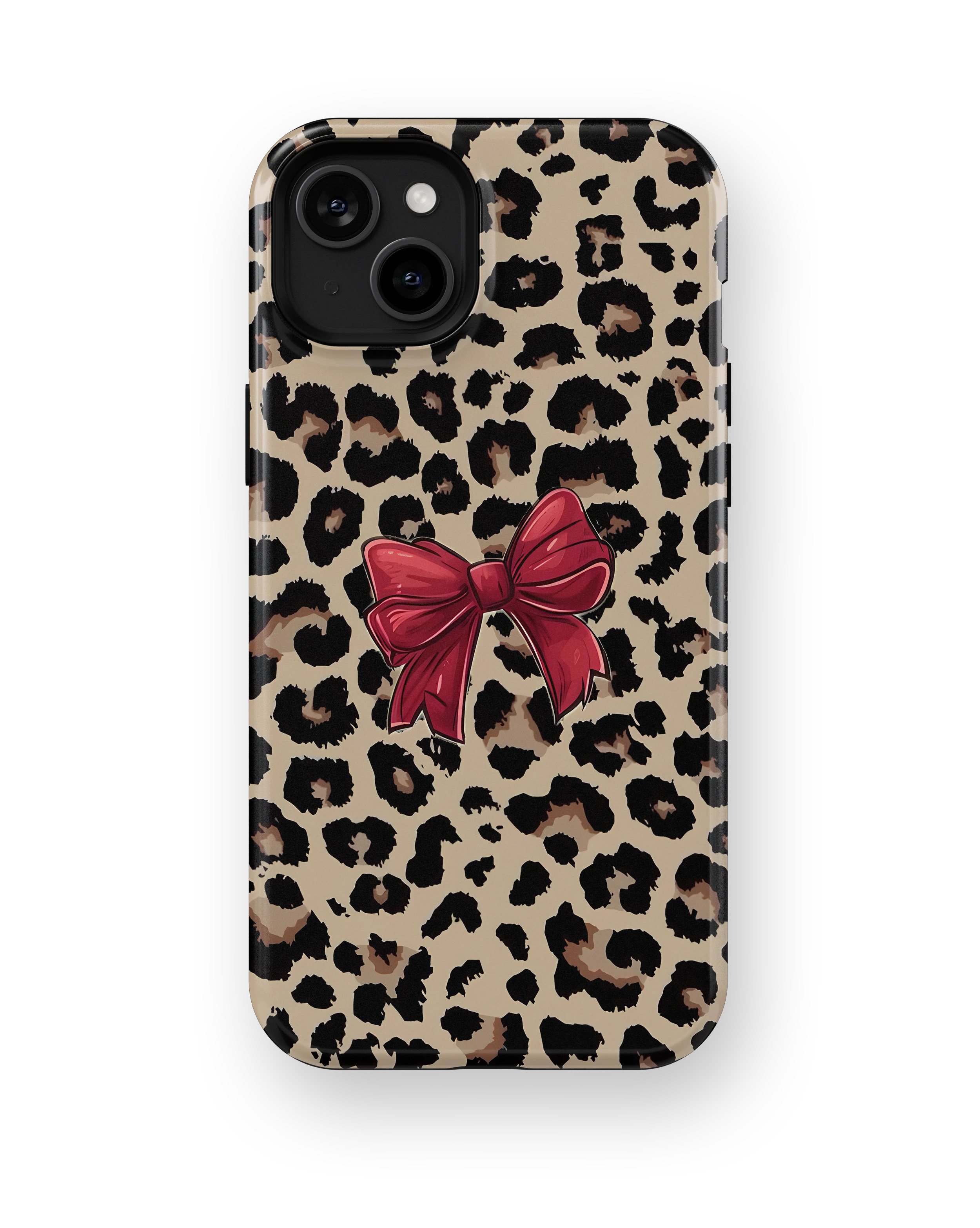 Coque iPhone – Léopard Chic avec Nœud Rouge