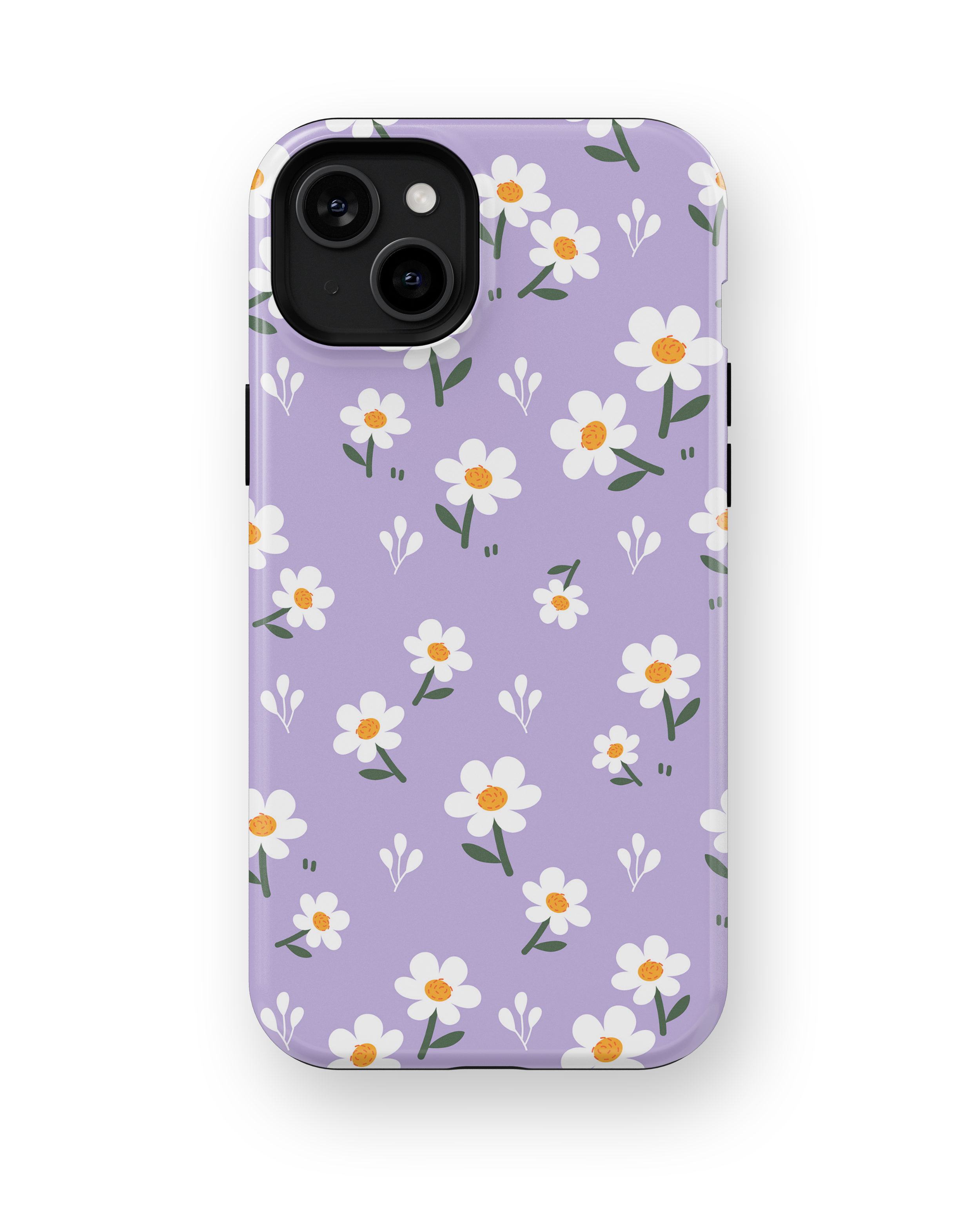 Coque iPhone – Design Marguerites sur Fond Violet