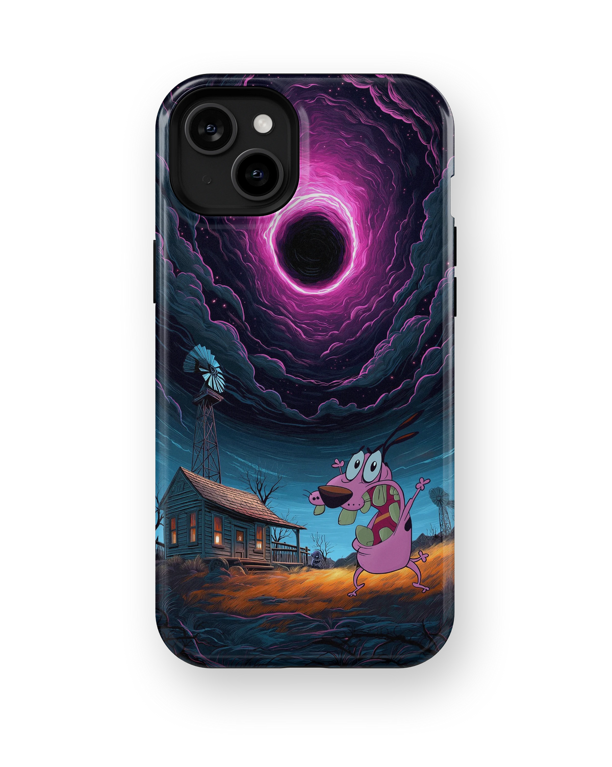 Coque iPhone Courage – Design Vortex Rose | Courage le chien froussard