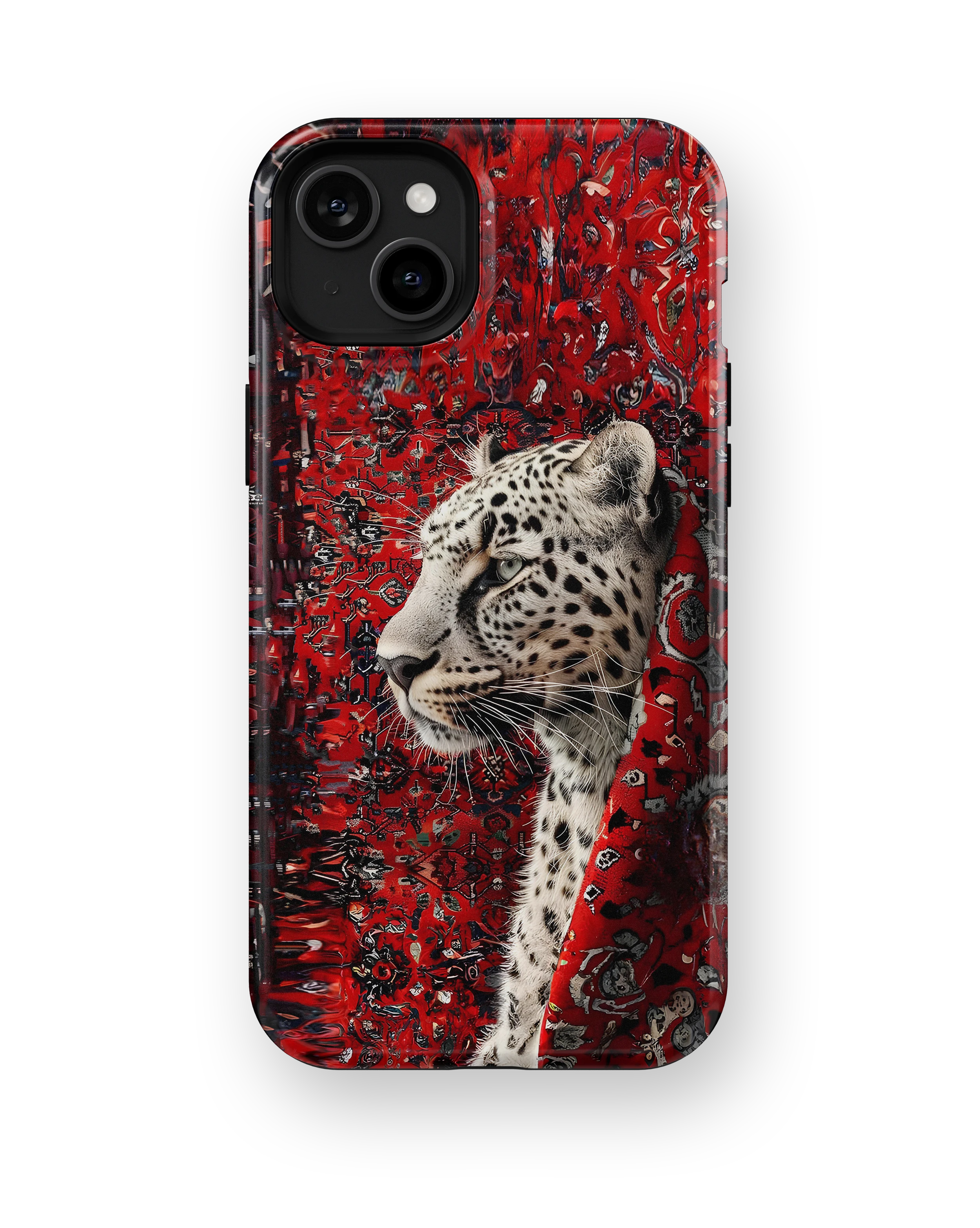 Coque iPhone Léopard Blanc & Rouge Sauvage