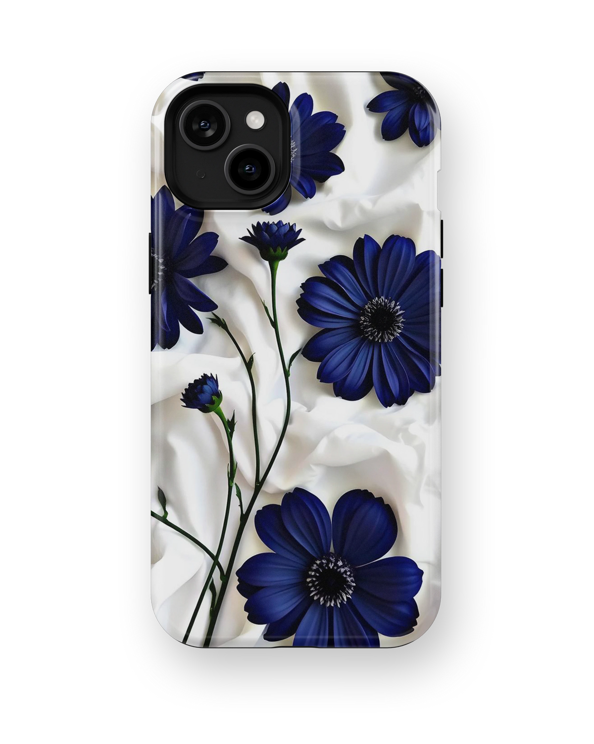 Coque iPhone – Design Fleurs Bleu Nuit