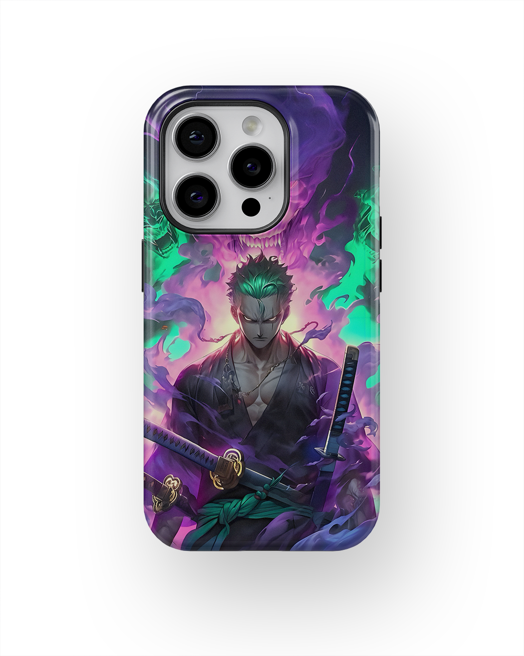 Coque iPhone Roronoa Zoro – Aura Démon Style Neon