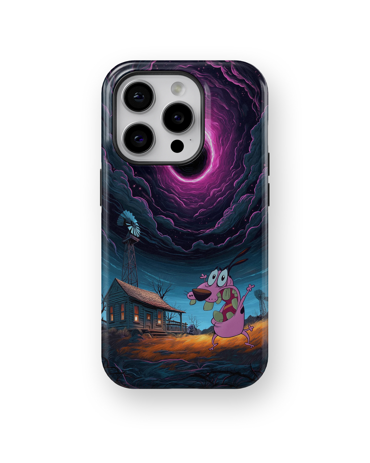 Coque iPhone Courage – Design Vortex Rose | Courage le chien froussard