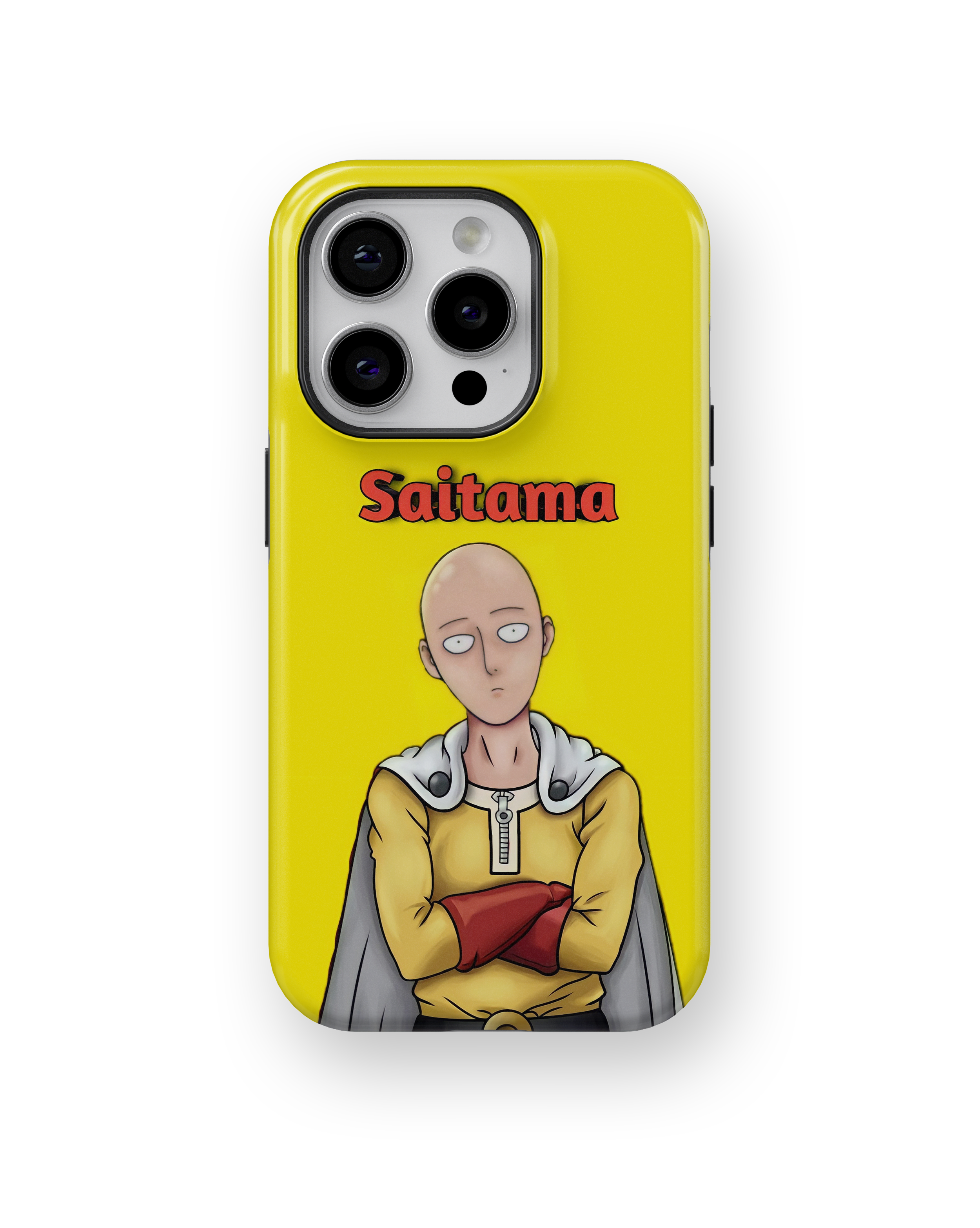 Coque iPhone Saitama – Anime One Punch Man Style Jaune