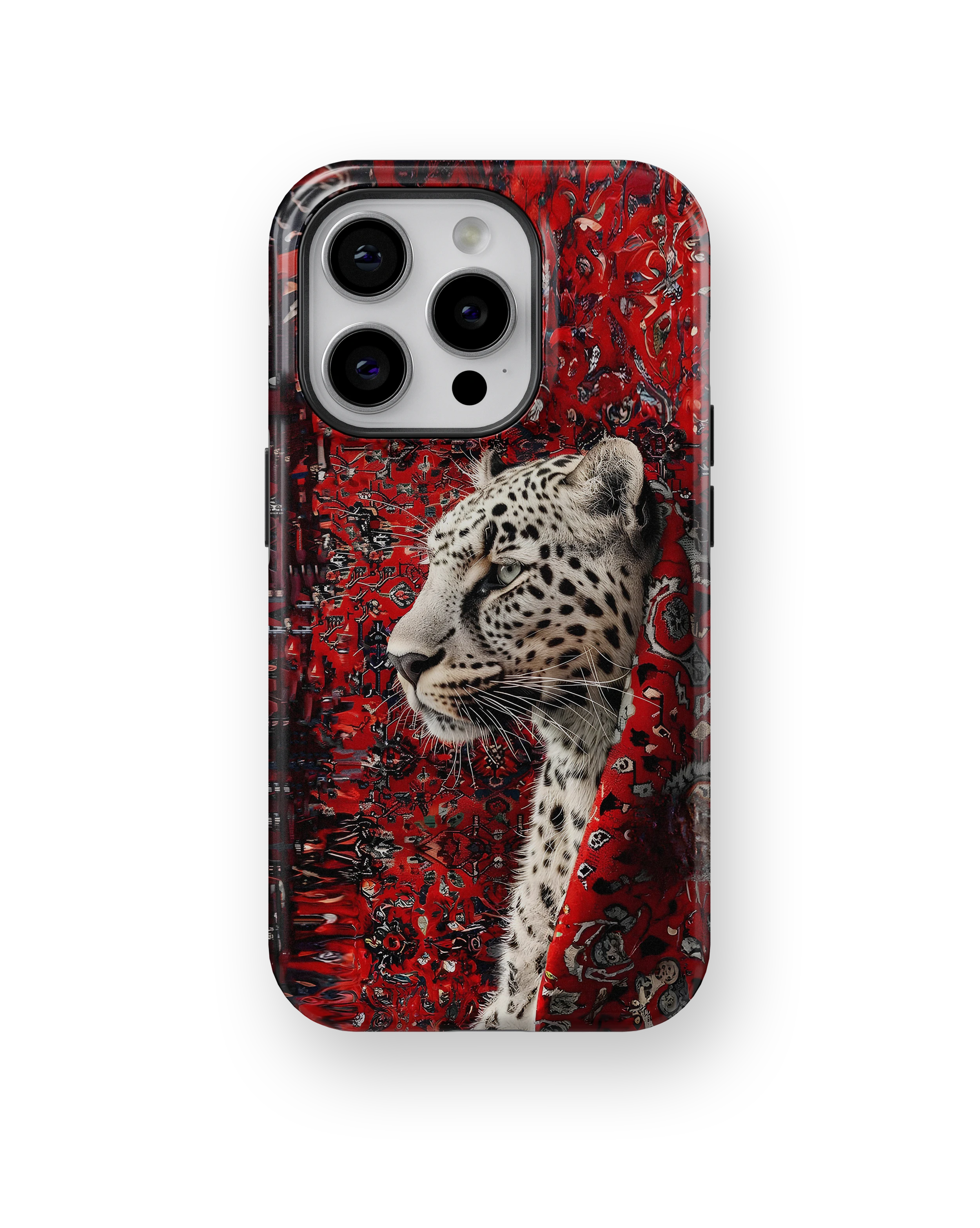 Coque iPhone Léopard Blanc & Rouge Sauvage