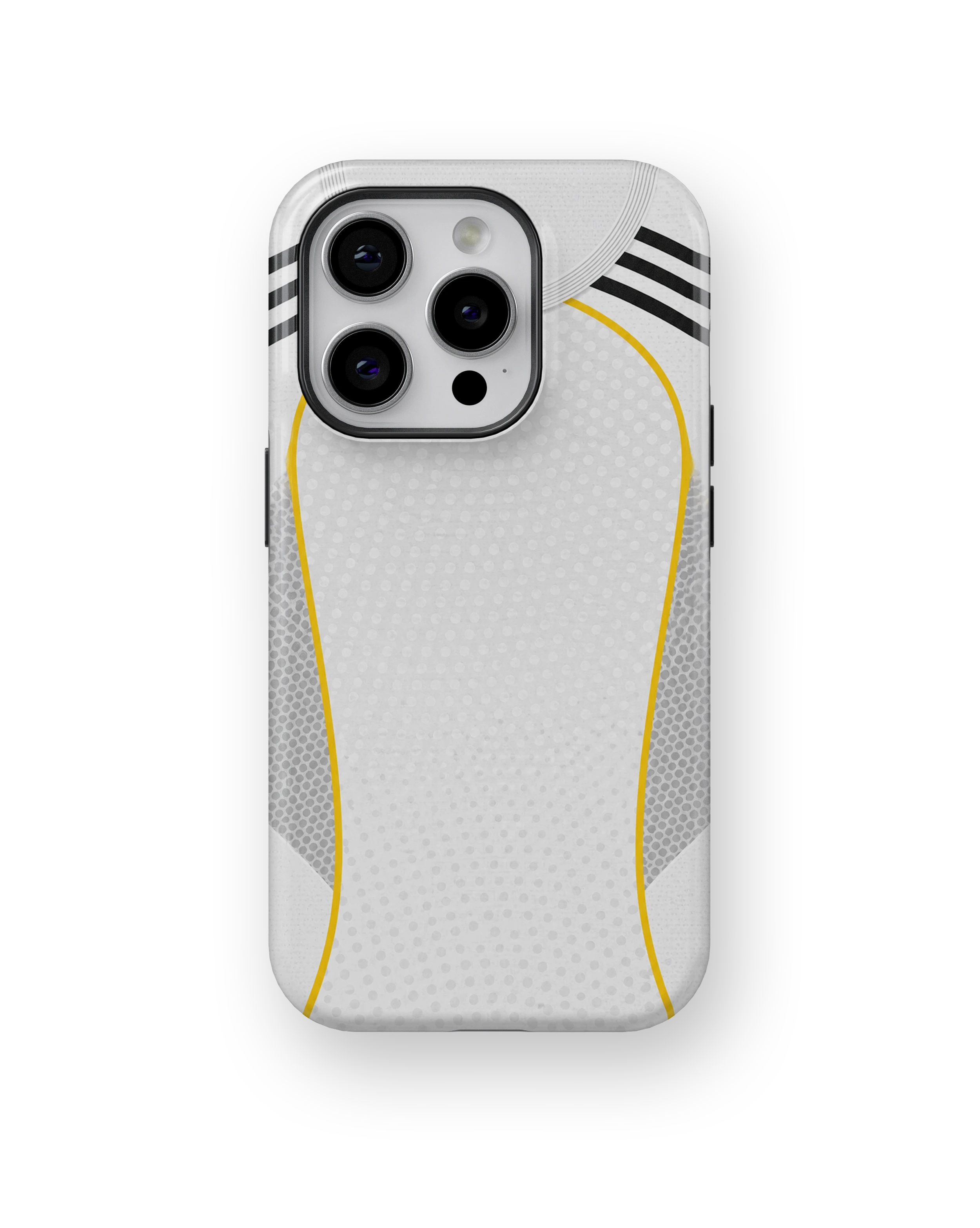 Coque iPhone – Style Maillot Real Madrid (Blanc & Or)