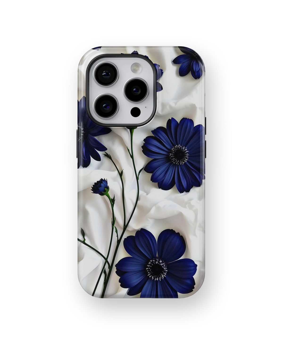 Coque iPhone – Design Fleurs Bleu Nuit