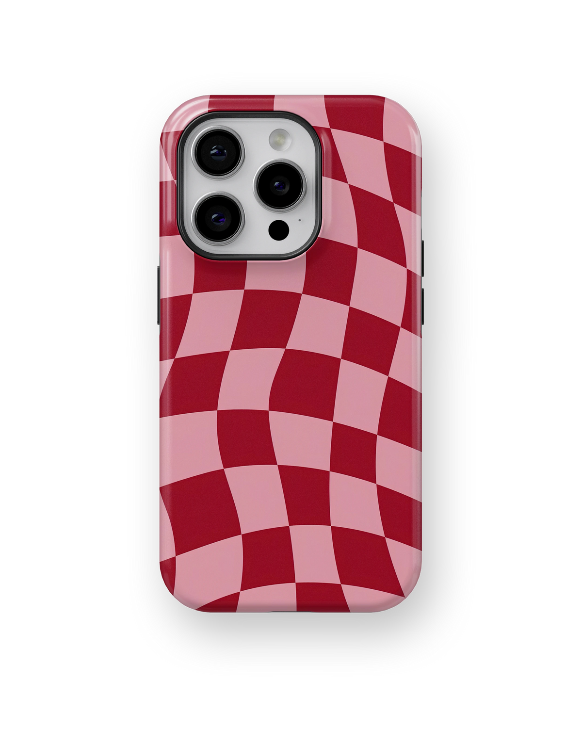 Coque iPhone – Design Damier Rouge & Rose