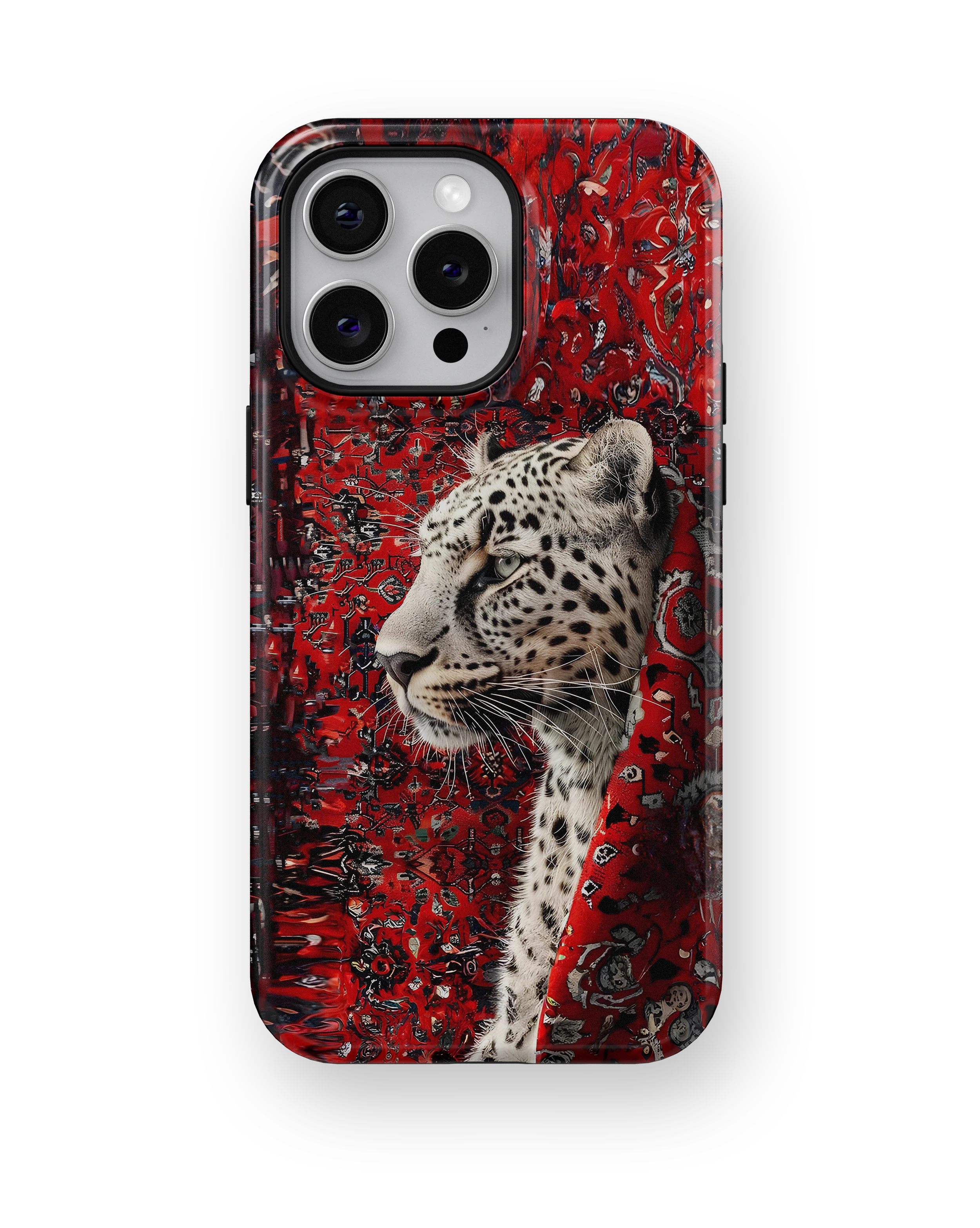 Coque iPhone Léopard Blanc & Rouge Sauvage