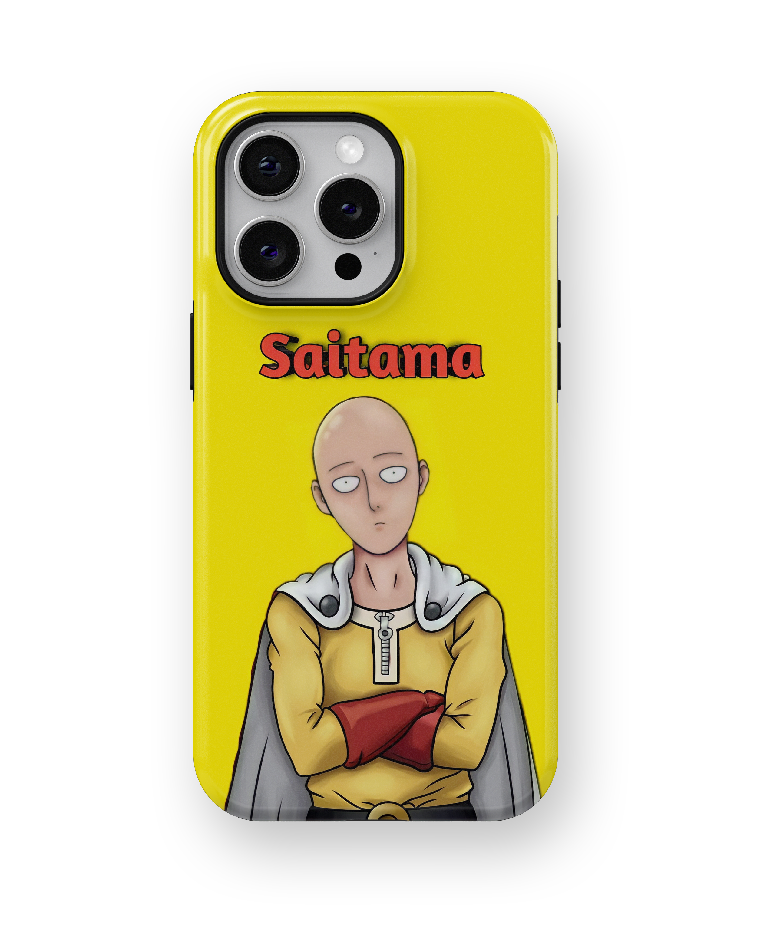 Coque iPhone Saitama – Anime One Punch Man Style Jaune