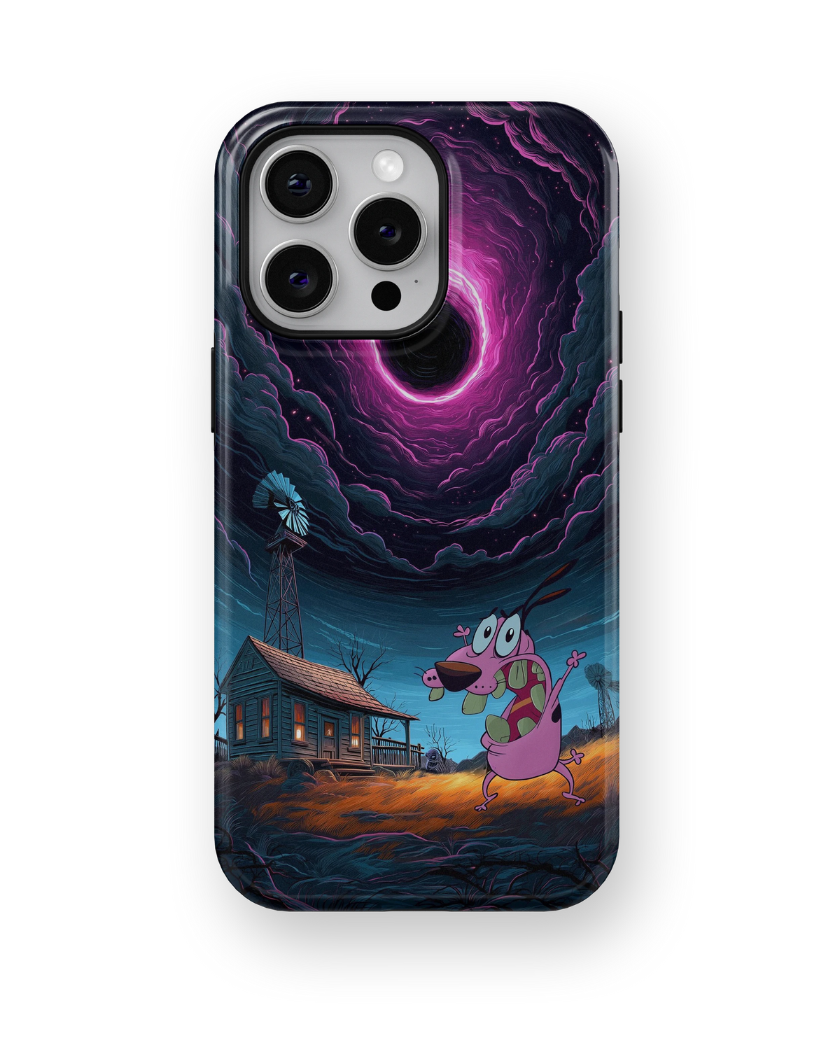 Coque iPhone Courage – Design Vortex Rose | Courage le chien froussard