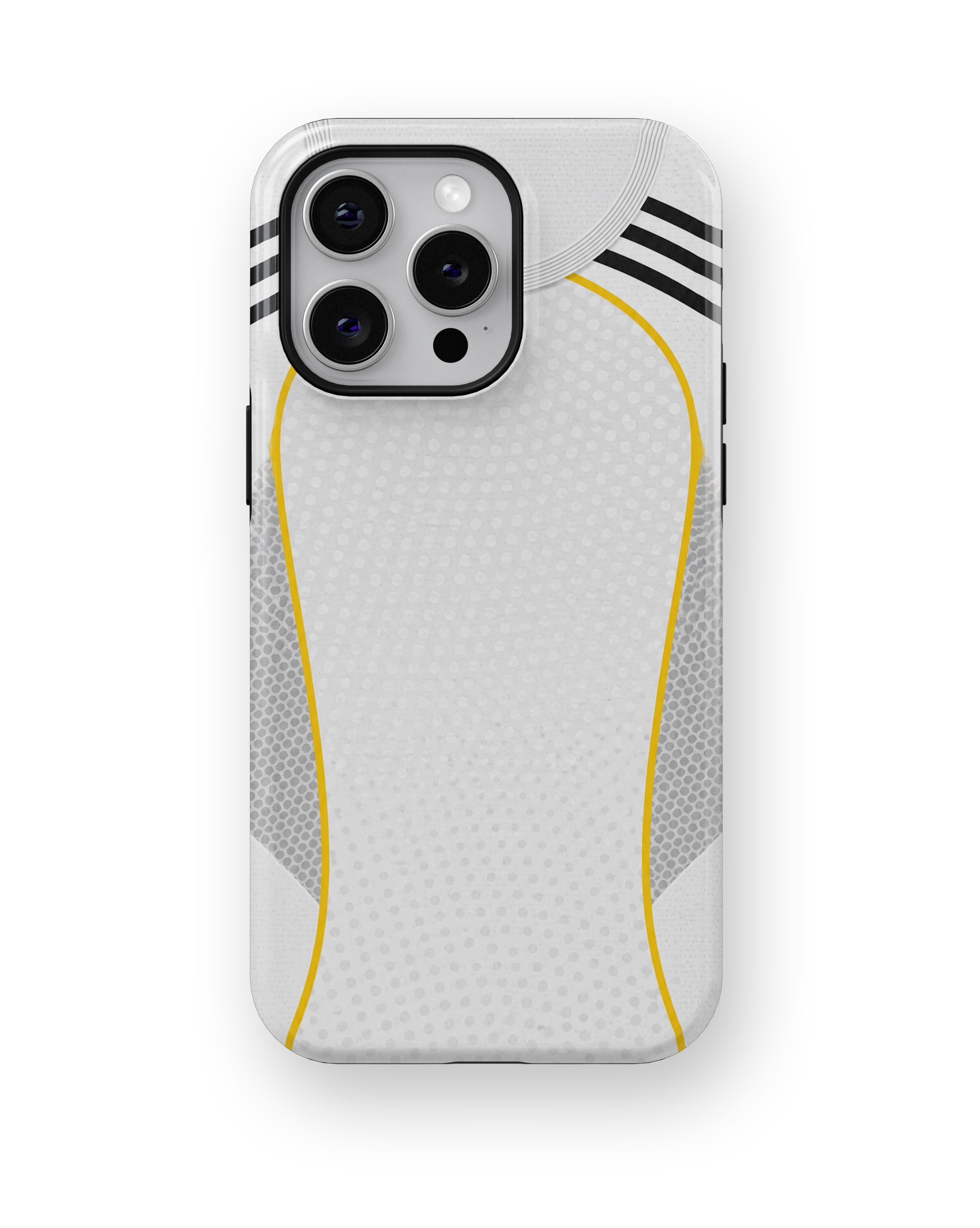 Coque iPhone – Style Maillot Real Madrid (Blanc & Or)