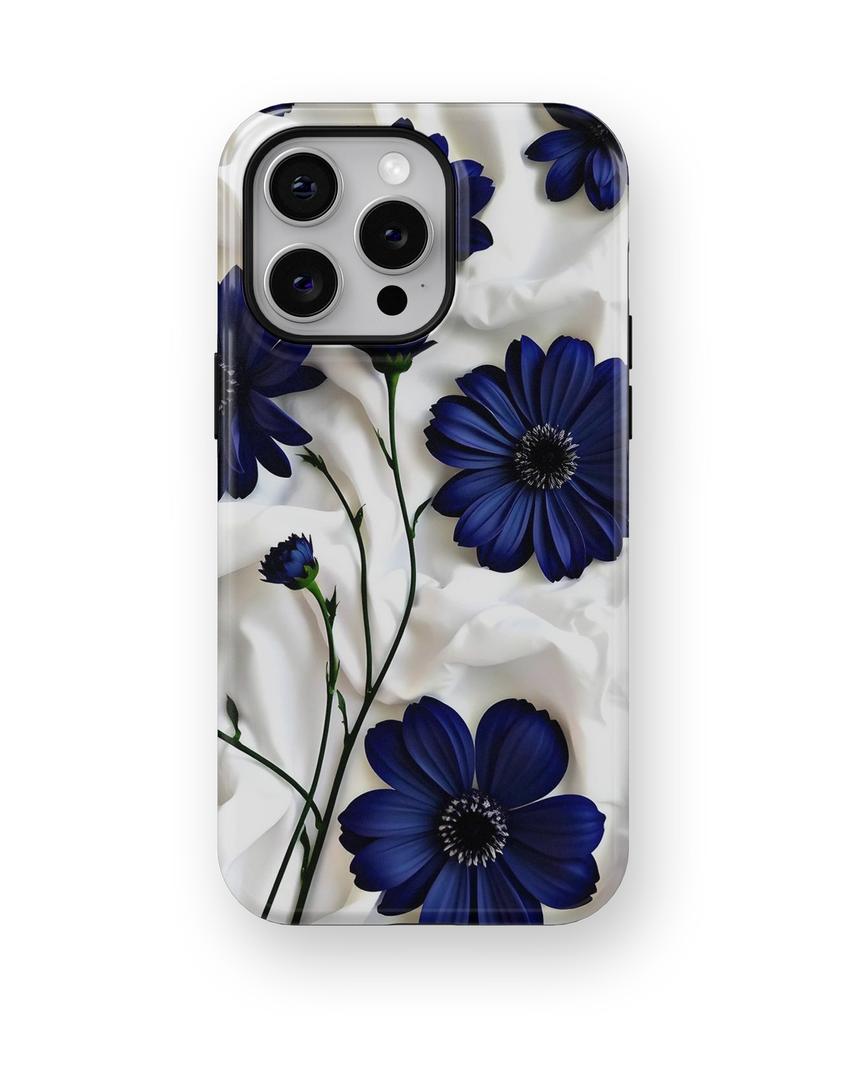 Coque iPhone – Design Fleurs Bleu Nuit