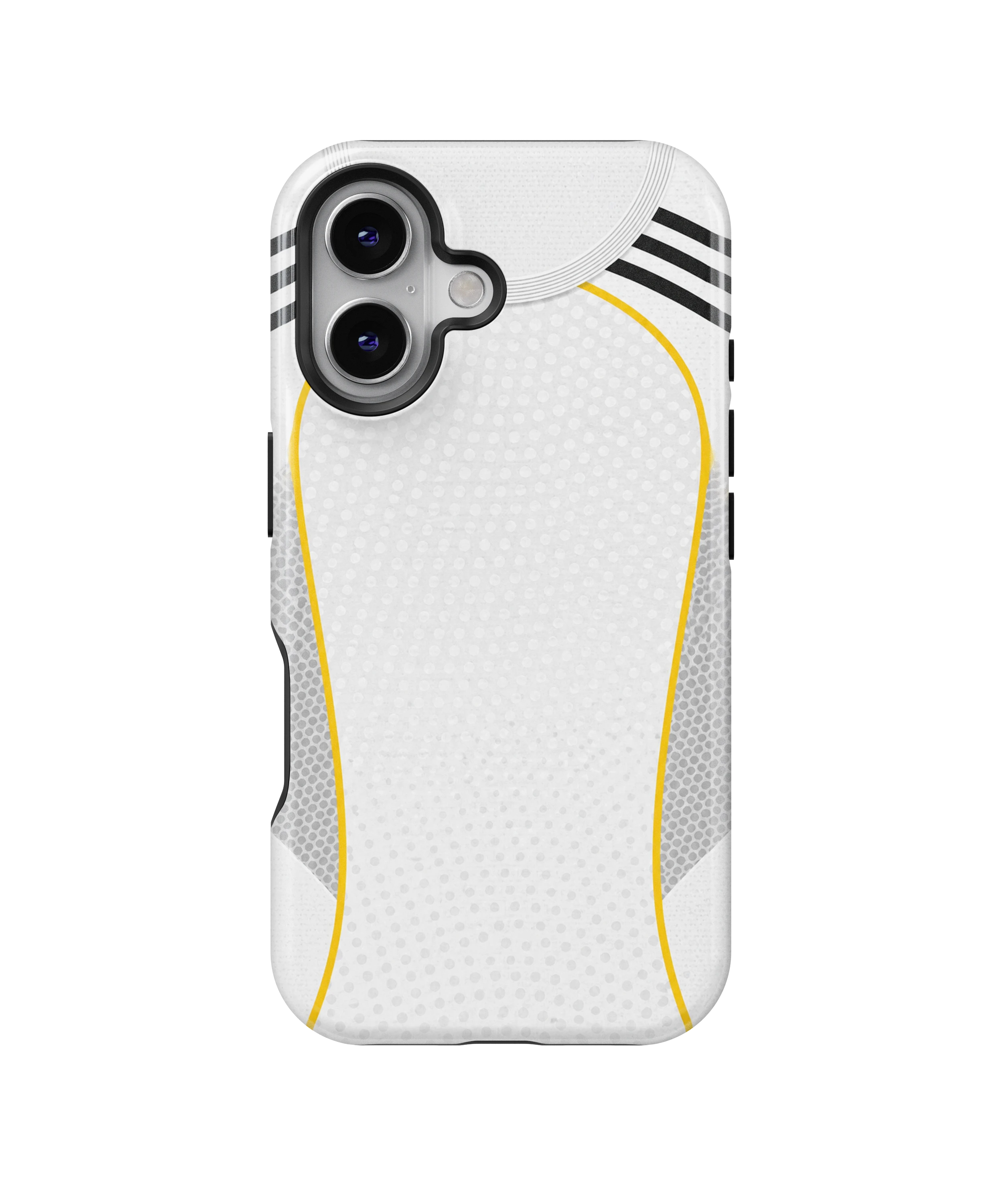 Coque iPhone – Style Maillot Real Madrid (Blanc & Or)