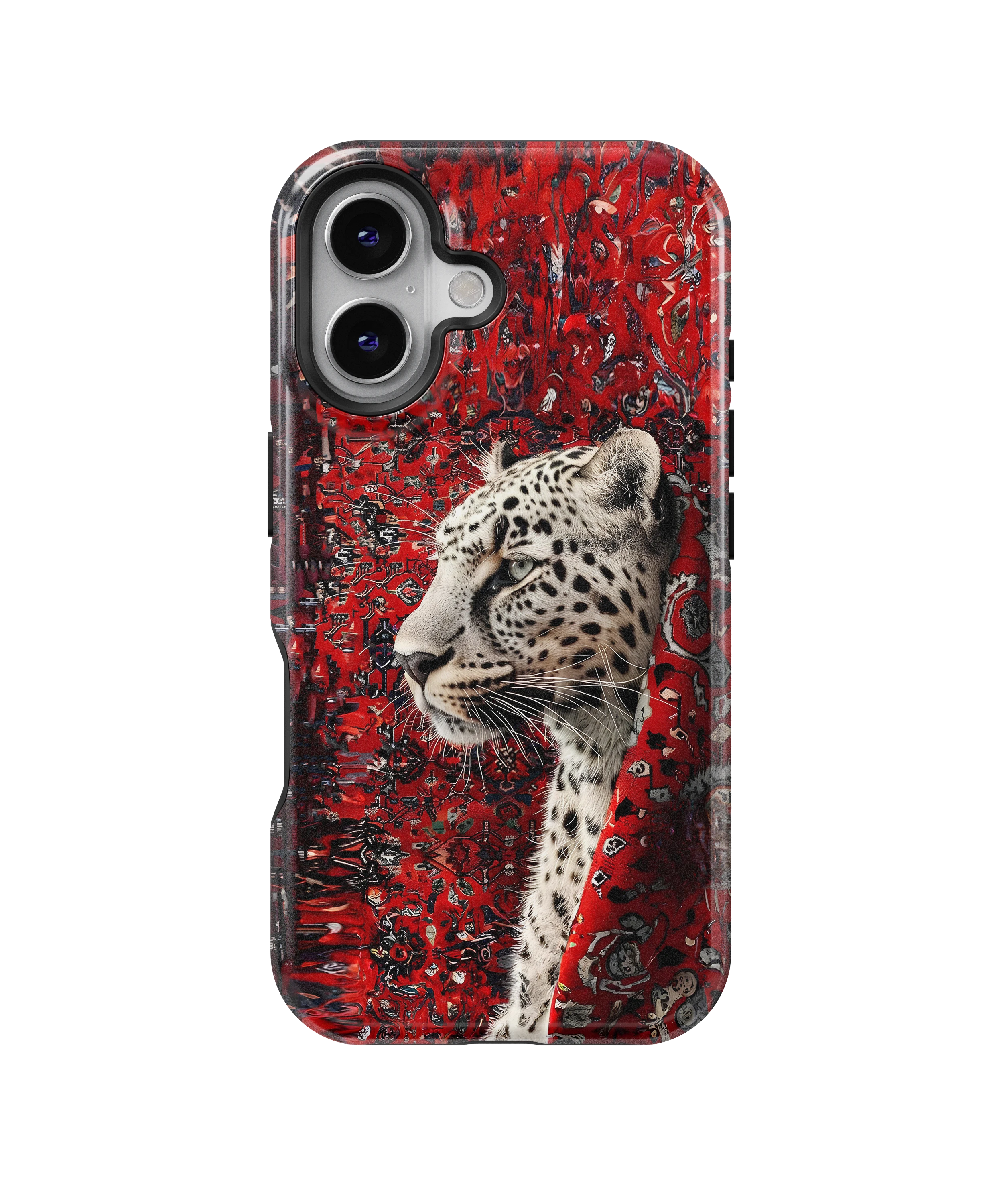 Coque iPhone Léopard Blanc & Rouge Sauvage