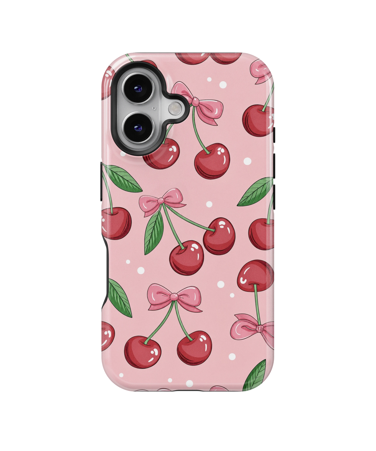 Coque iPhone – Design Cerises & Nœuds