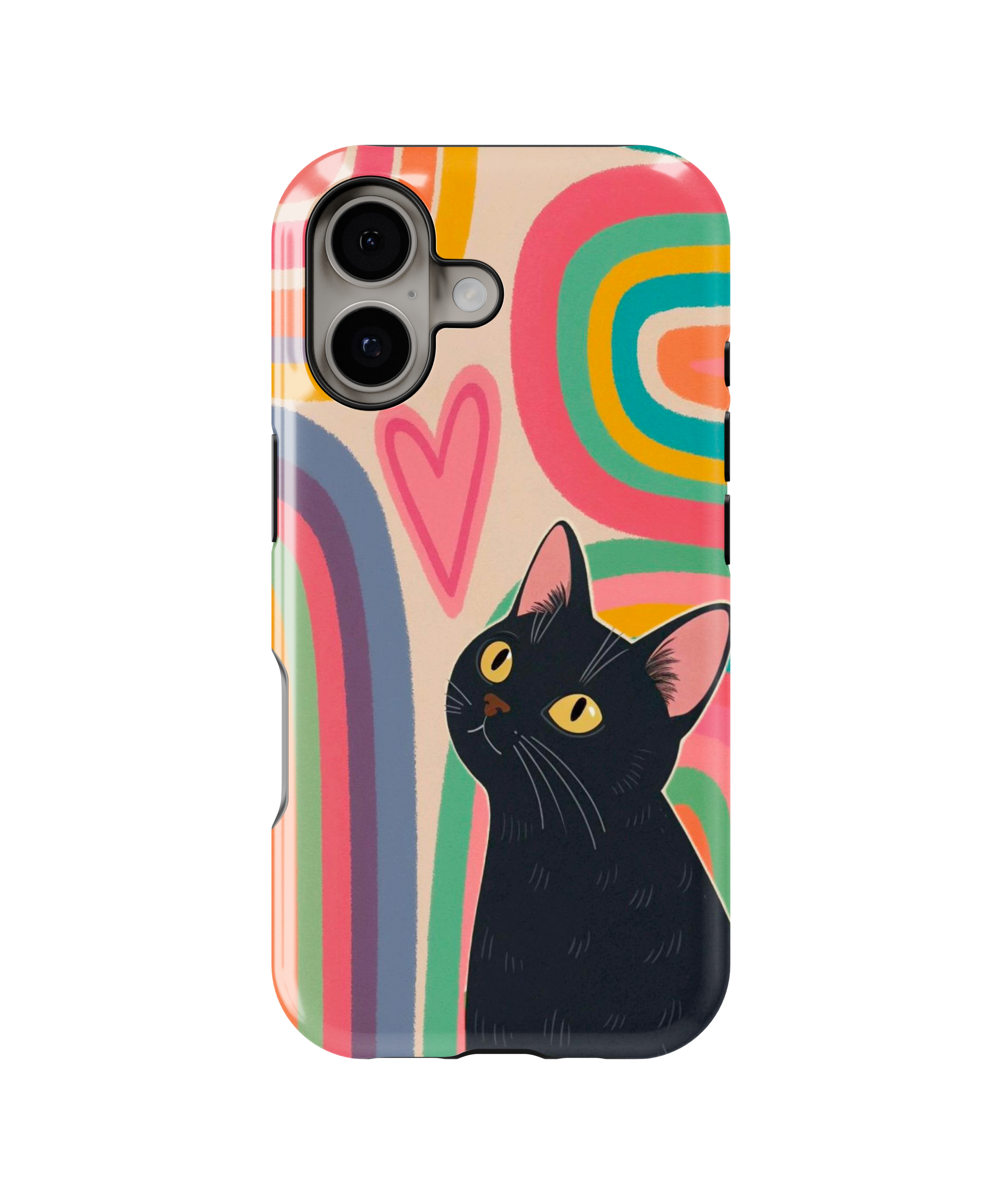 Coque iPhone – Design Chat Noir Coloré