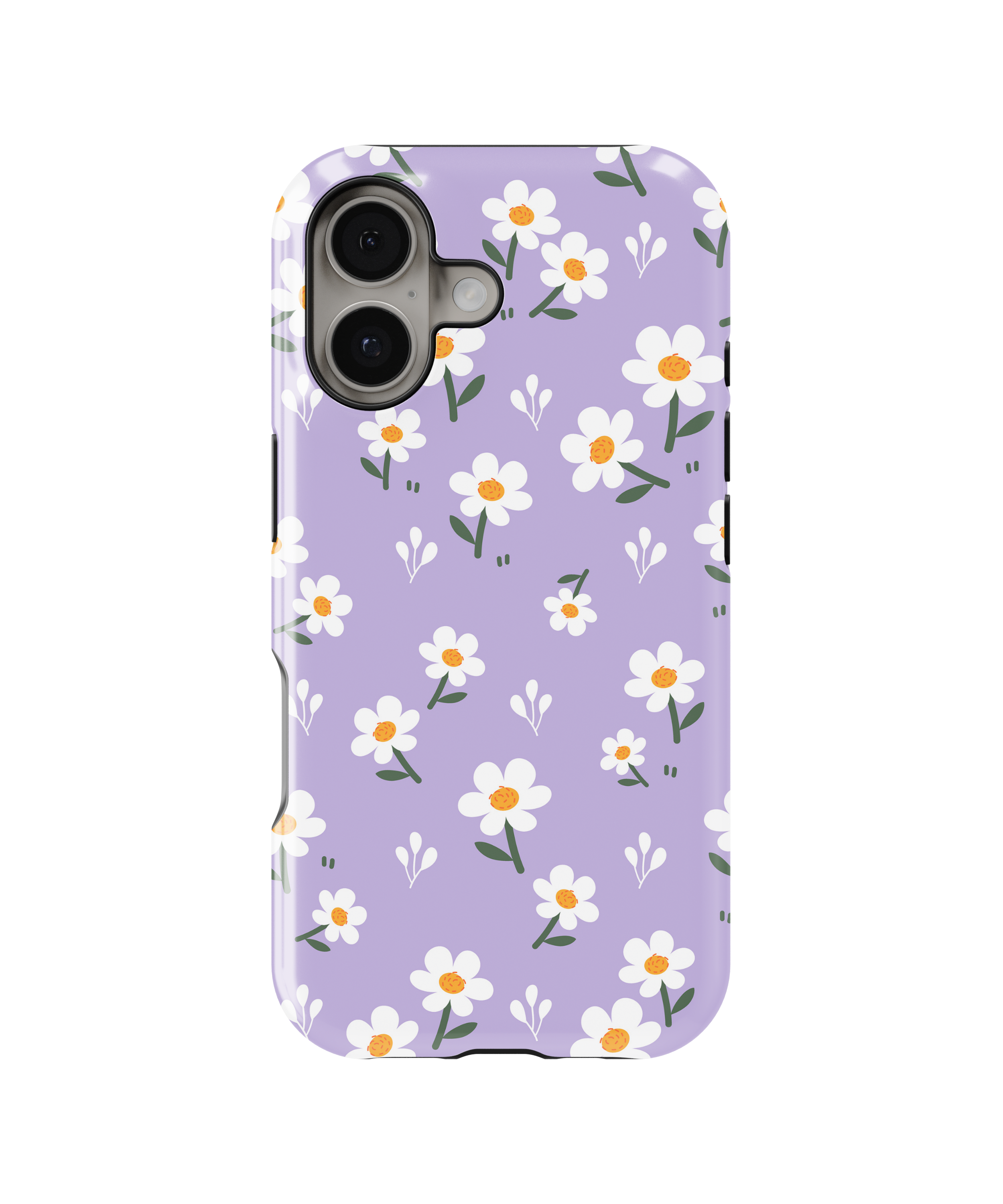Coque iPhone – Design Marguerites sur Fond Violet