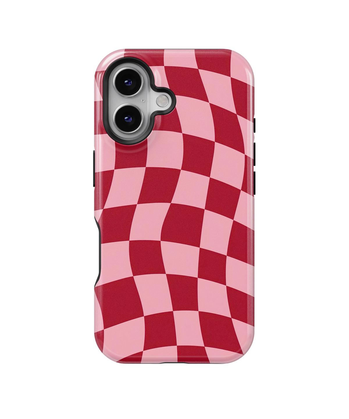 Coque iPhone – Design Damier Rouge & Rose