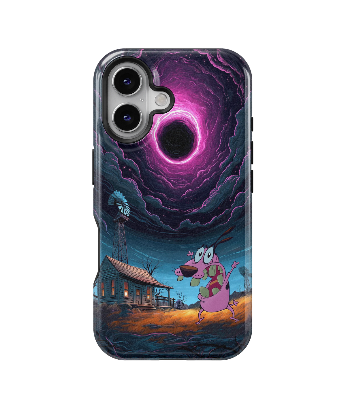 Coque iPhone Courage – Design Vortex Rose | Courage le chien froussard